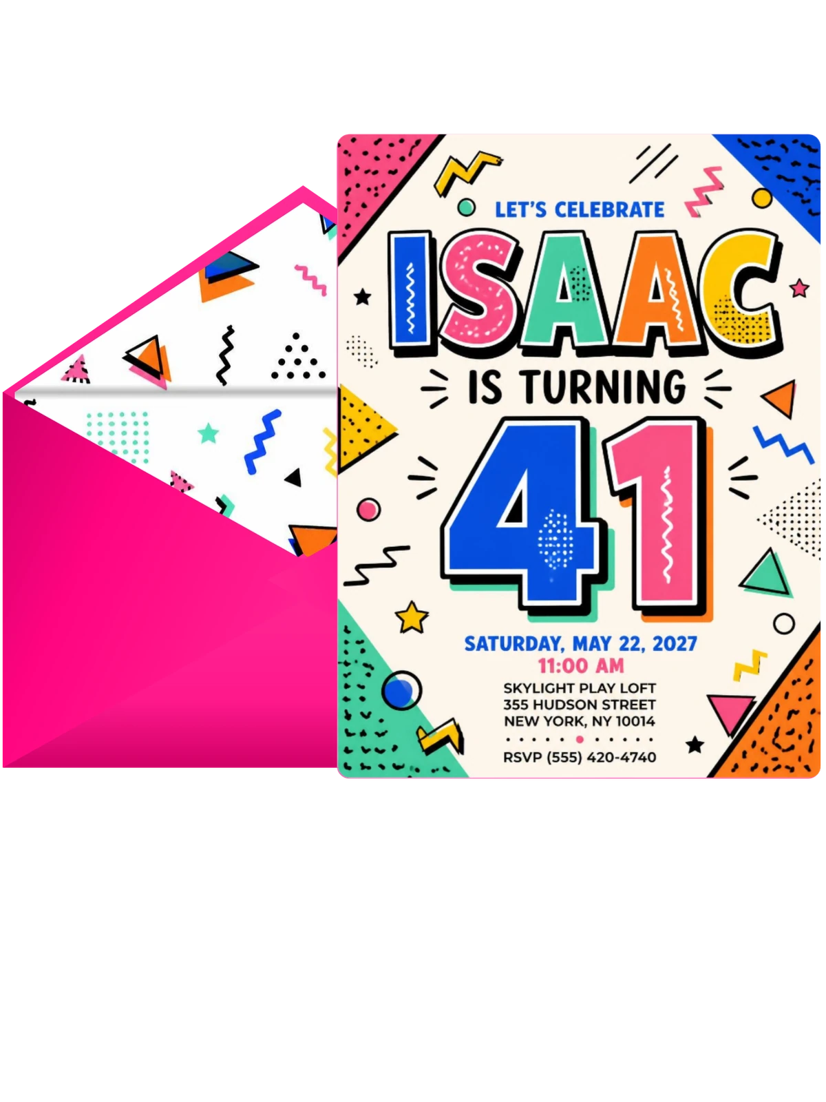 Memphis Pop 41st Birthday Invitation