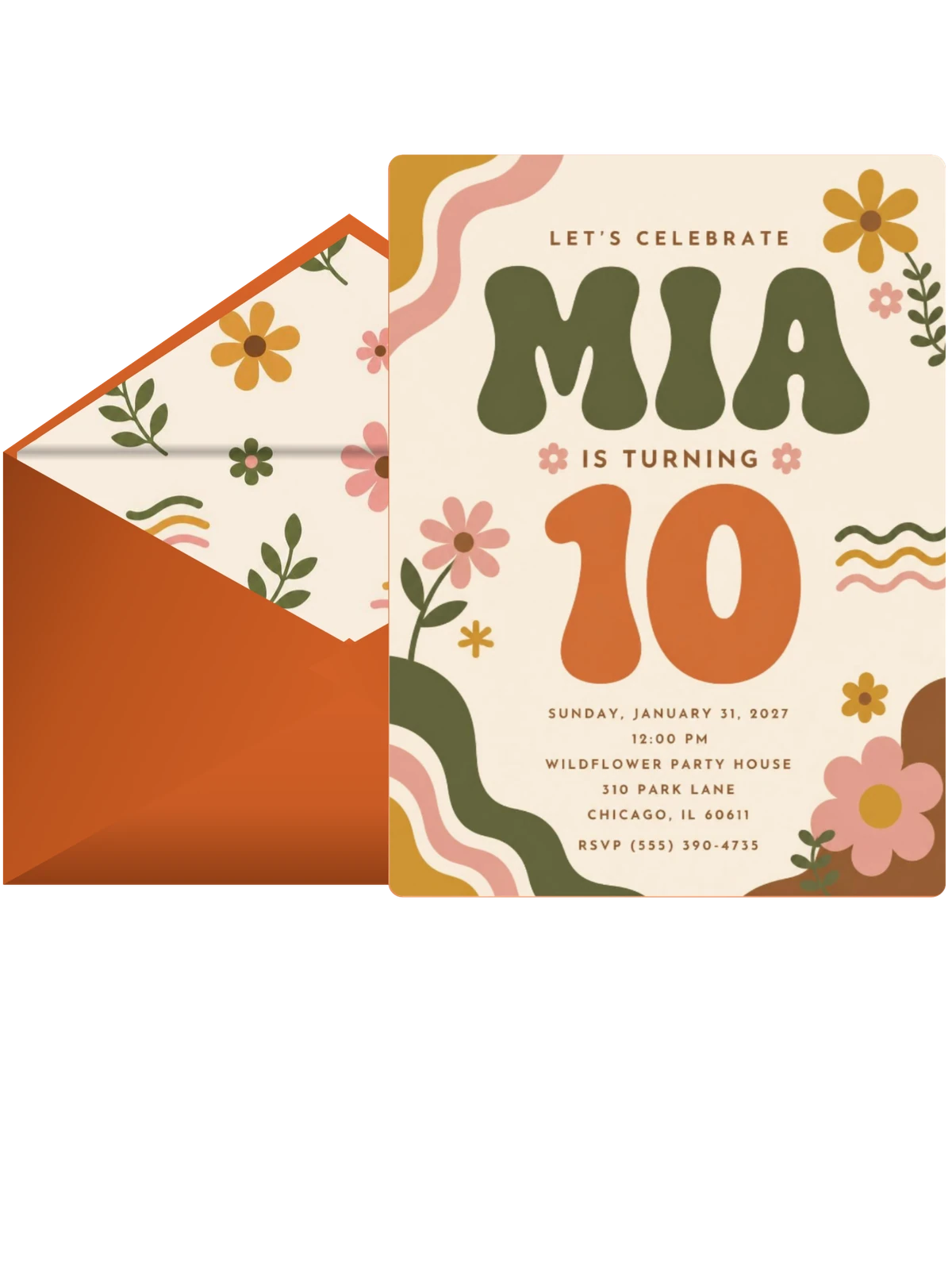 Groovy Retro 10th Birthday Invitation