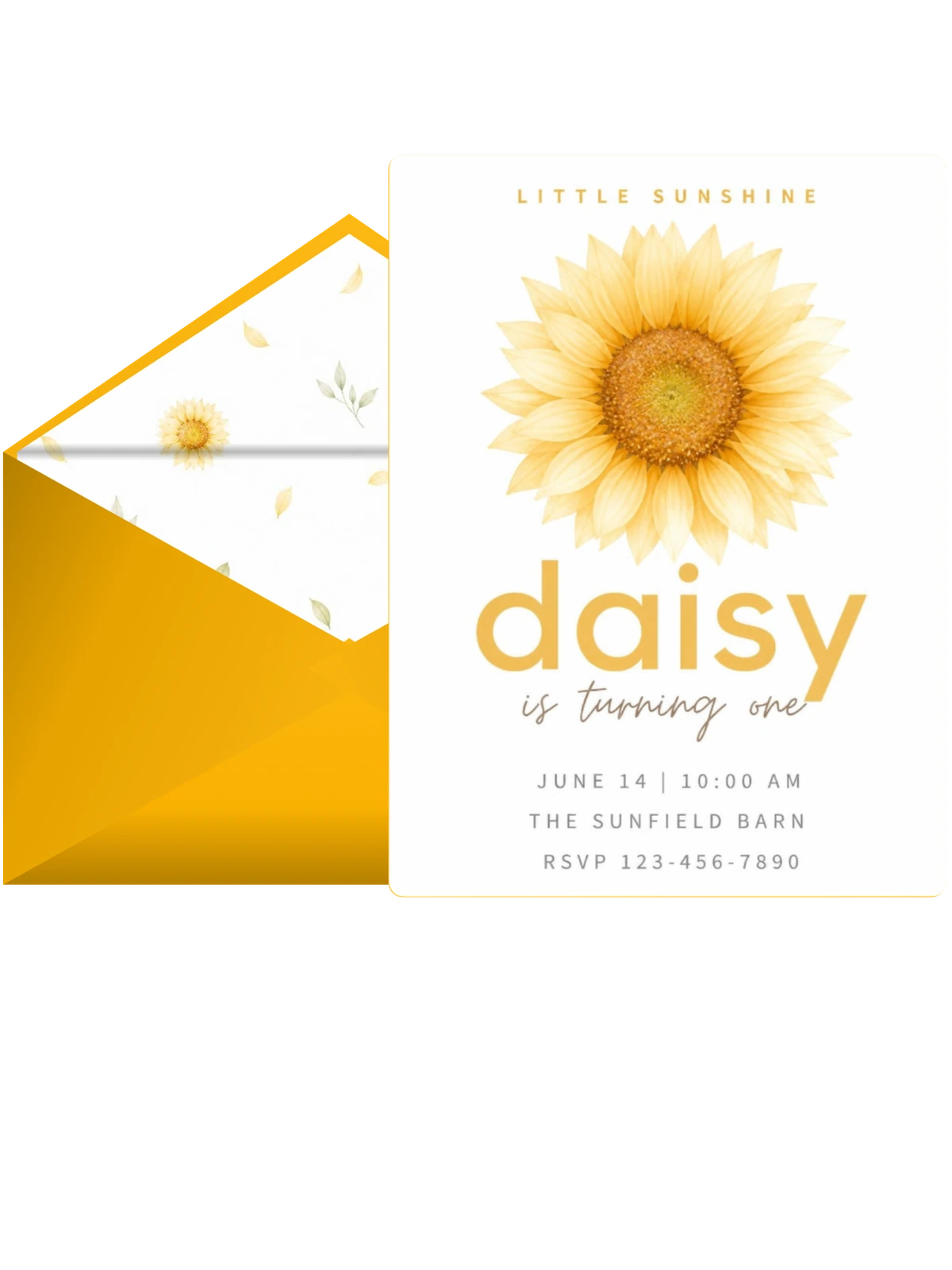 Watercolor Sunflower First Birthday Invitation