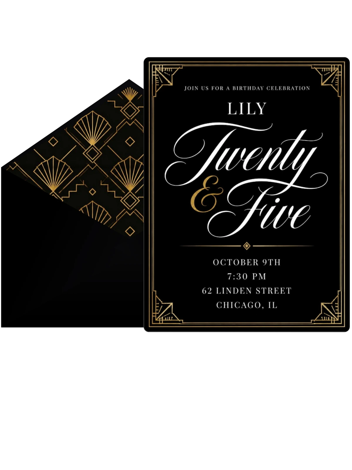 Art Deco 25th Birthday Invitation