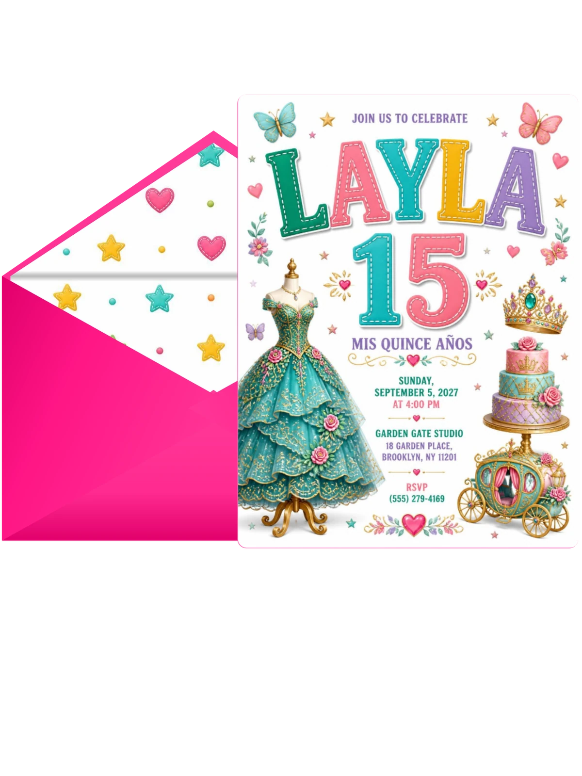 Royal Carriage Quinceañera Invitation