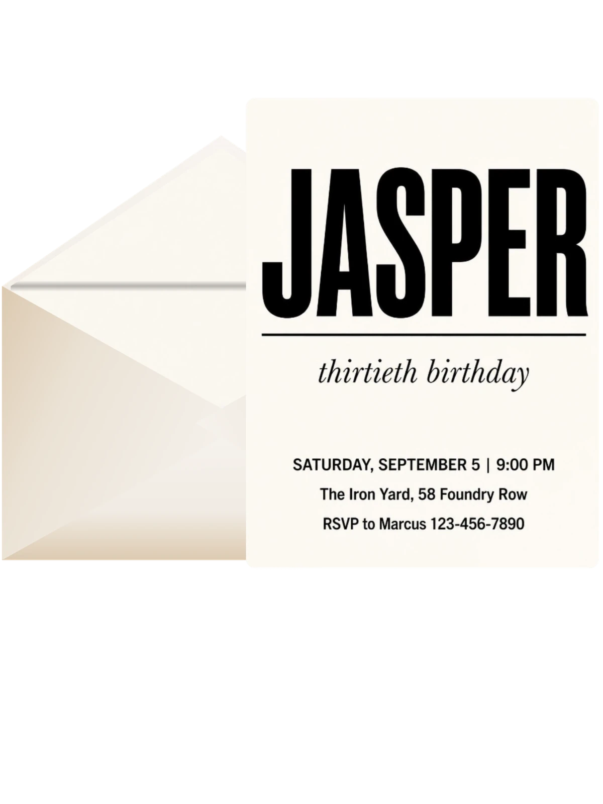 Minimalist Black and Cream 30th Birthday Invitation