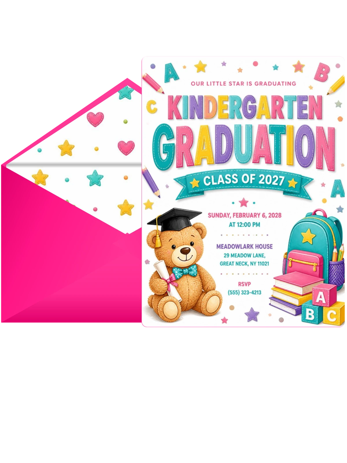 Teddy Bear Graduation Invitation