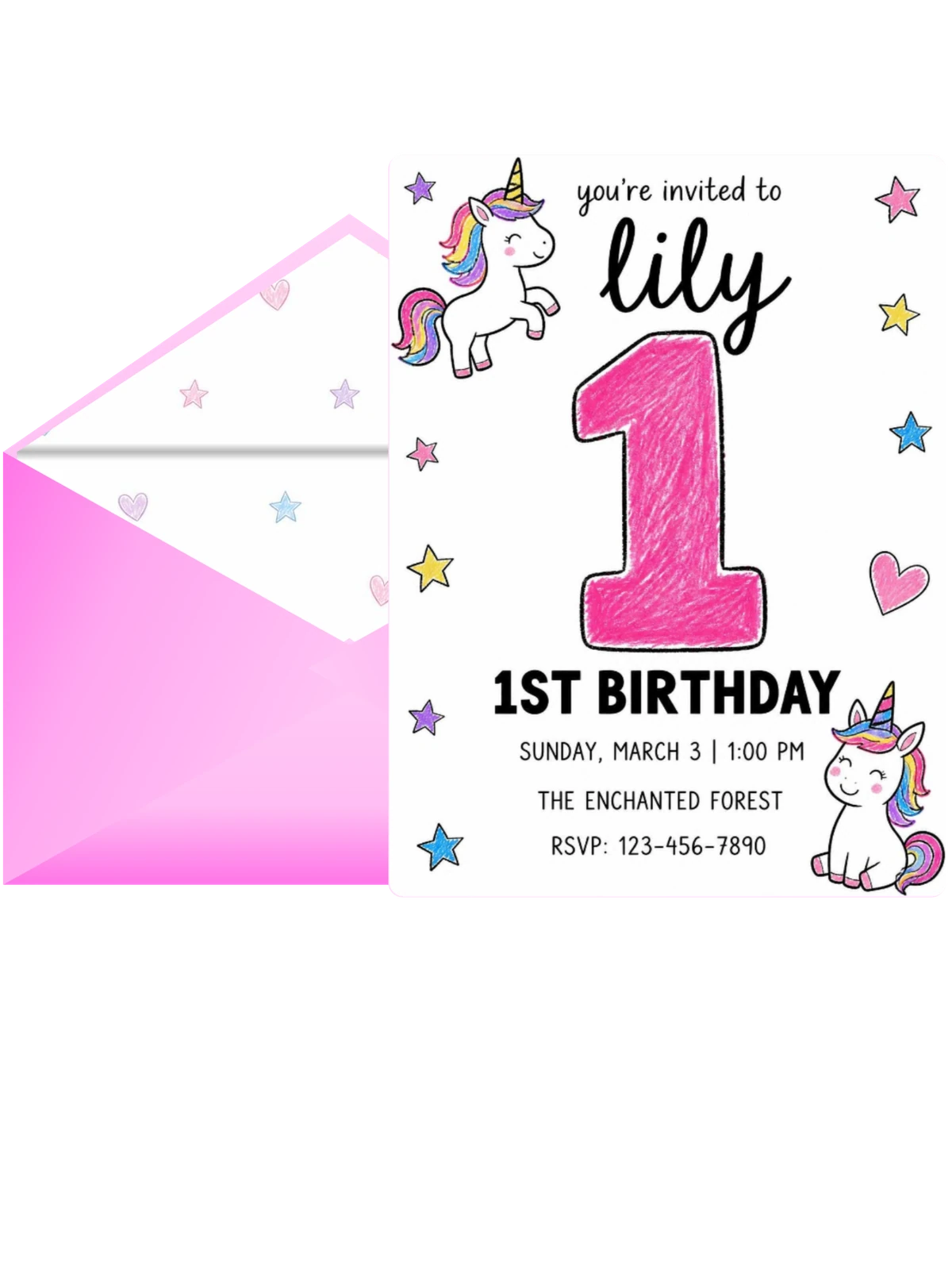 Crayon Unicorn Star 1st Birthday