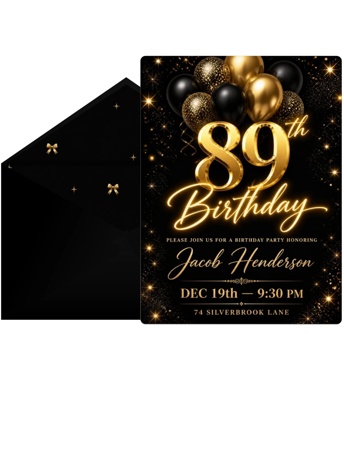 Black and Gold Balloon 89th Birthday
