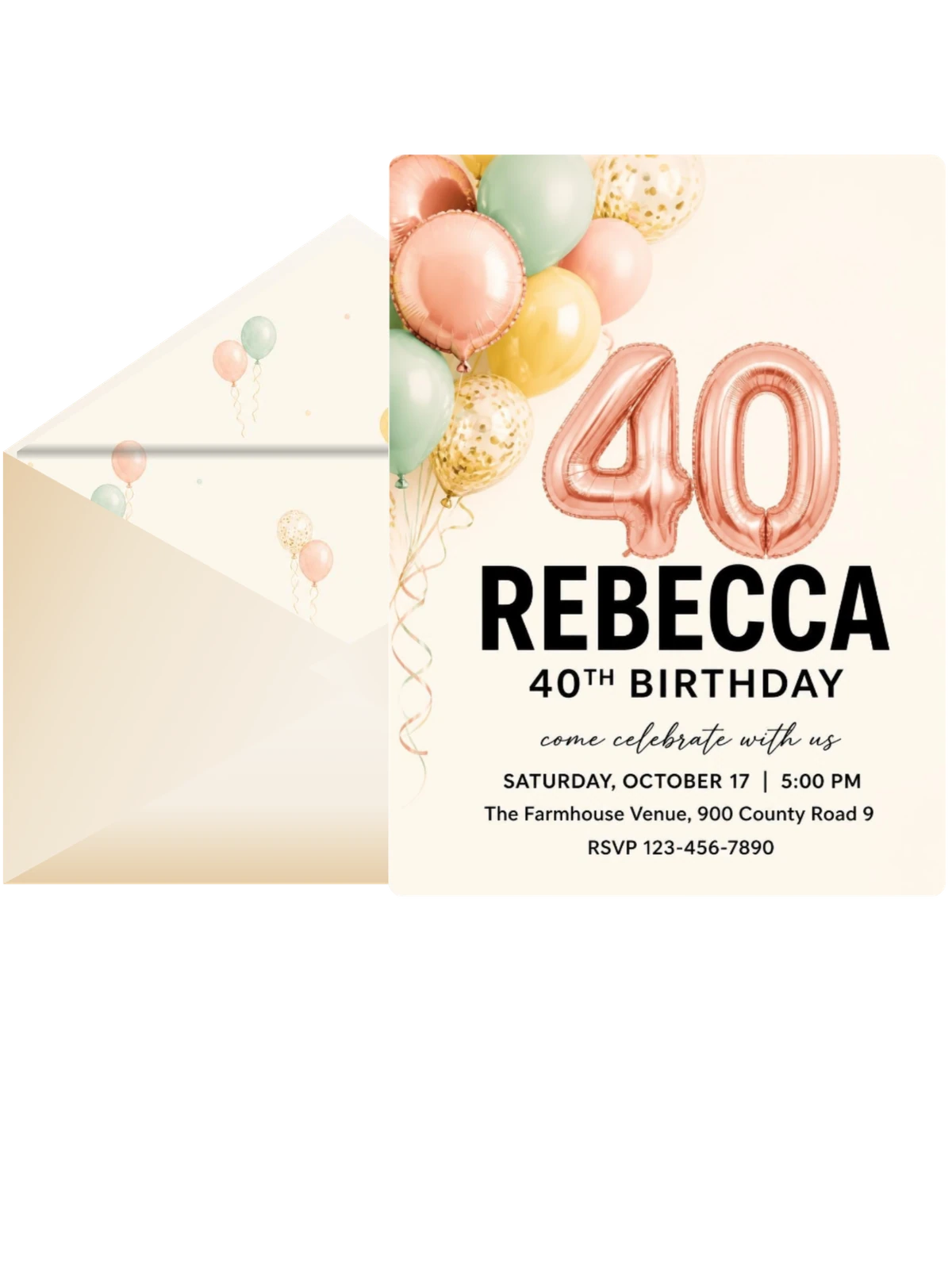 Rose Gold Balloon 40th Birthday