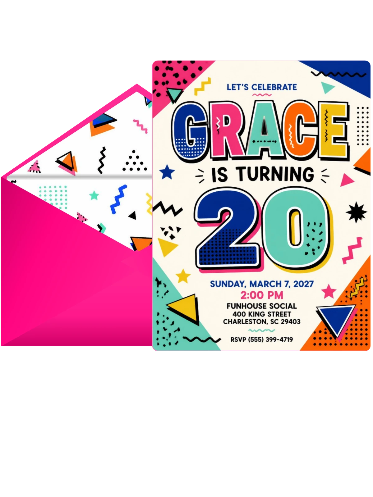 Memphis Pop 20th Birthday Invitation