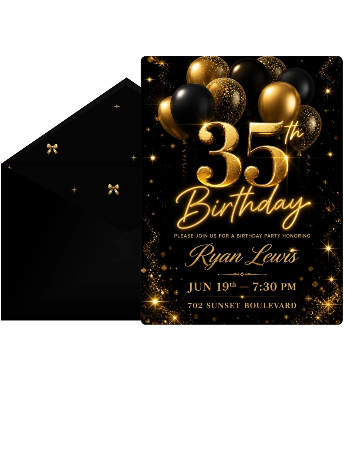 Black and Gold Balloon 35th Birthday