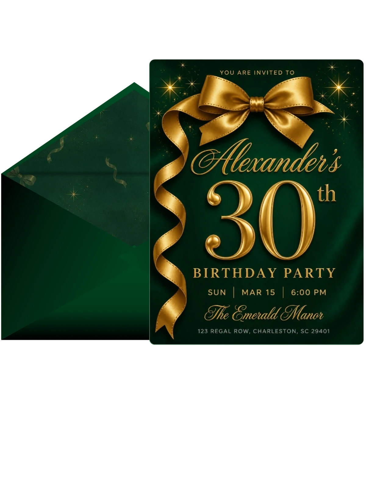 Emerald Silk Gold Ribbon 30th Birthday