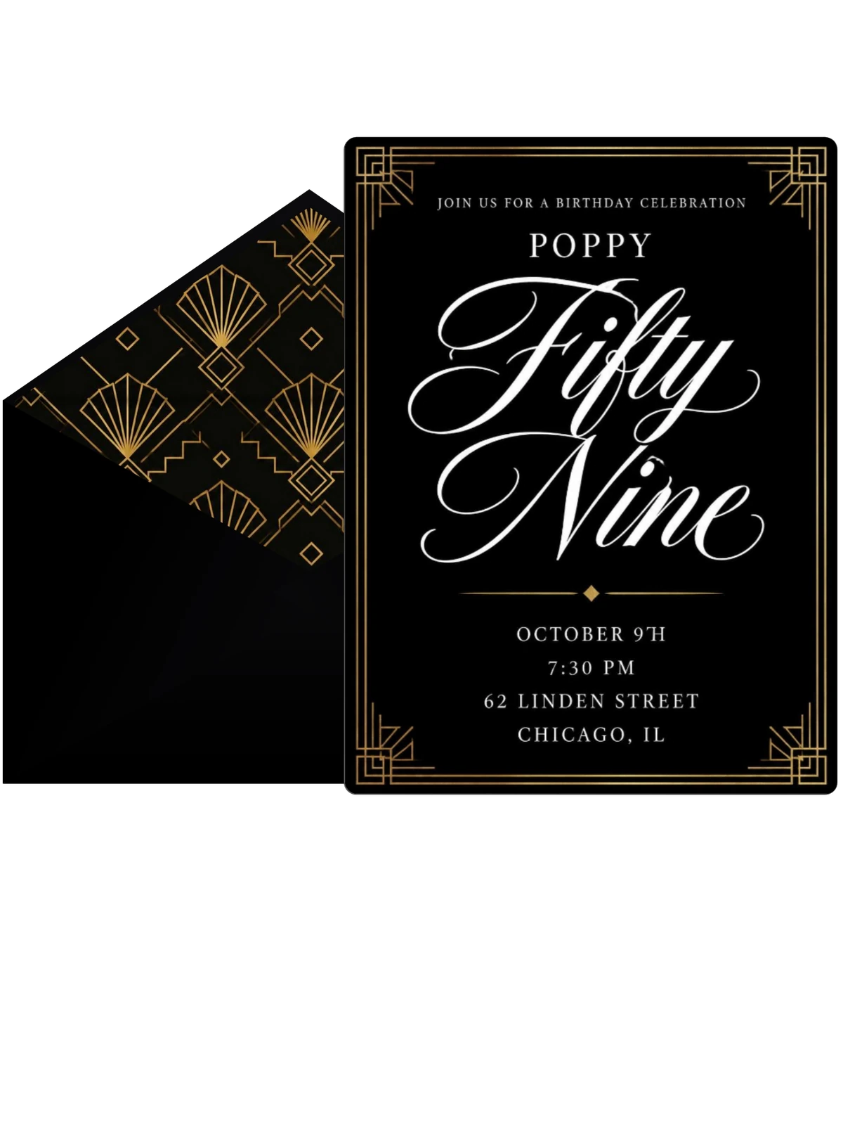 Art Deco 59th Birthday Invitation