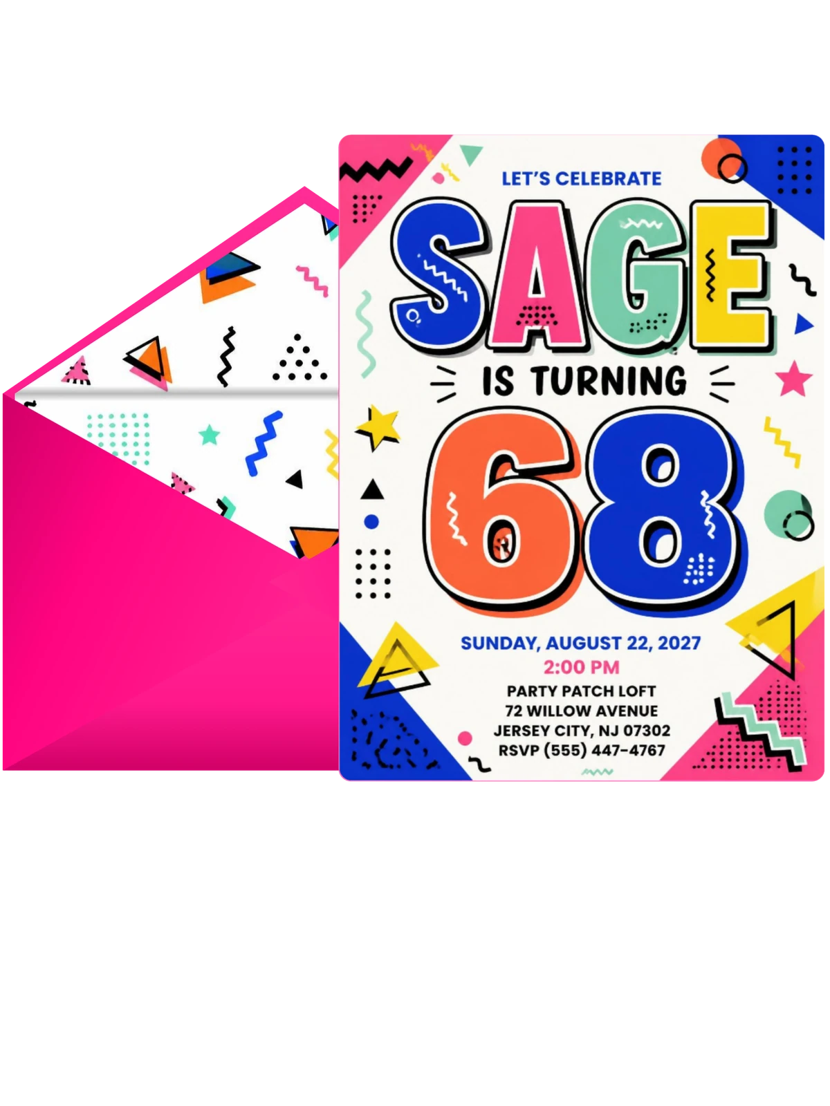 Memphis Pop 68th Birthday Invitation