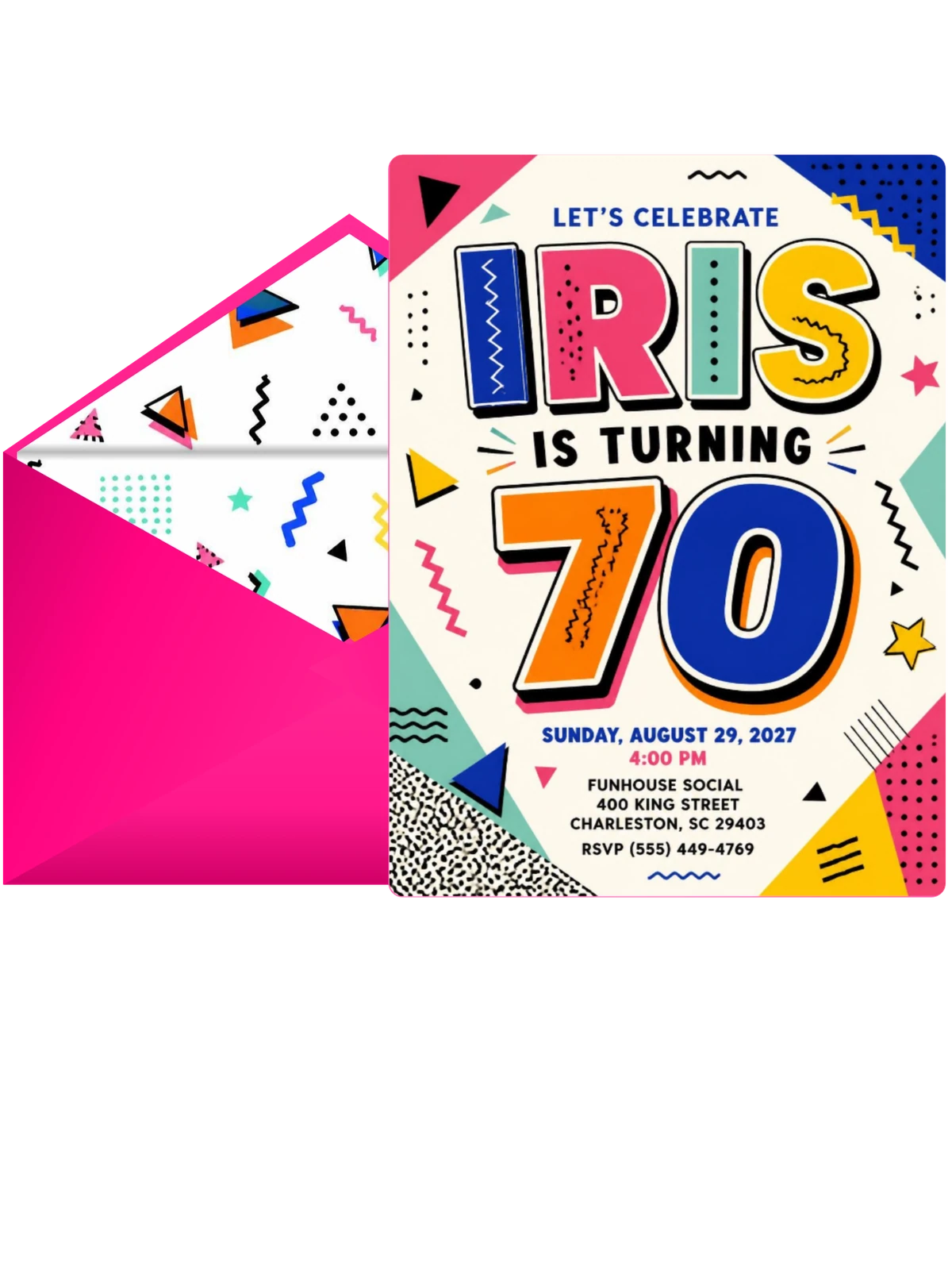 Memphis Pop 70th Birthday Invitation