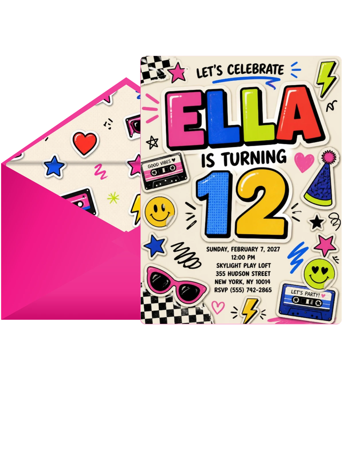 Sticker Pop 12th Birthday Invitation