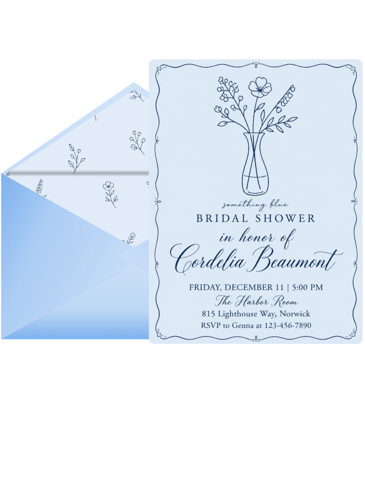 Navy Line-Art Floral Bridal Shower