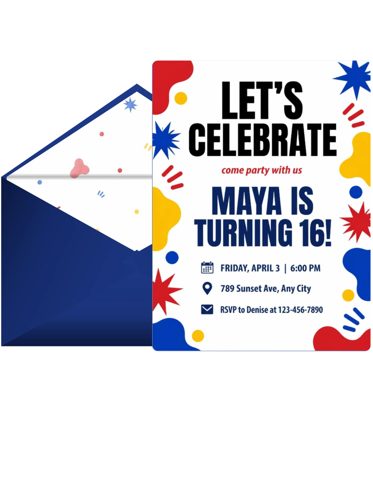 Primary Color Abstract Birthday Invitation