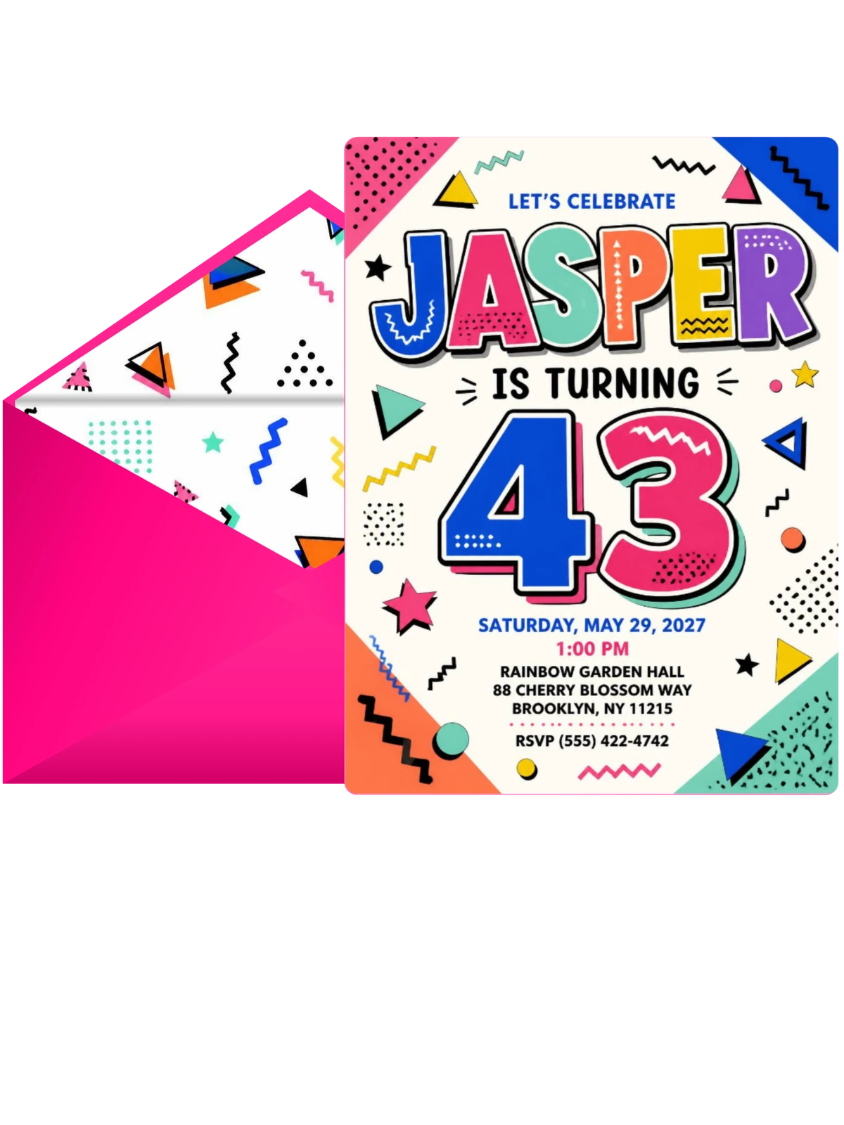 Memphis Pop 43rd Birthday Invitation