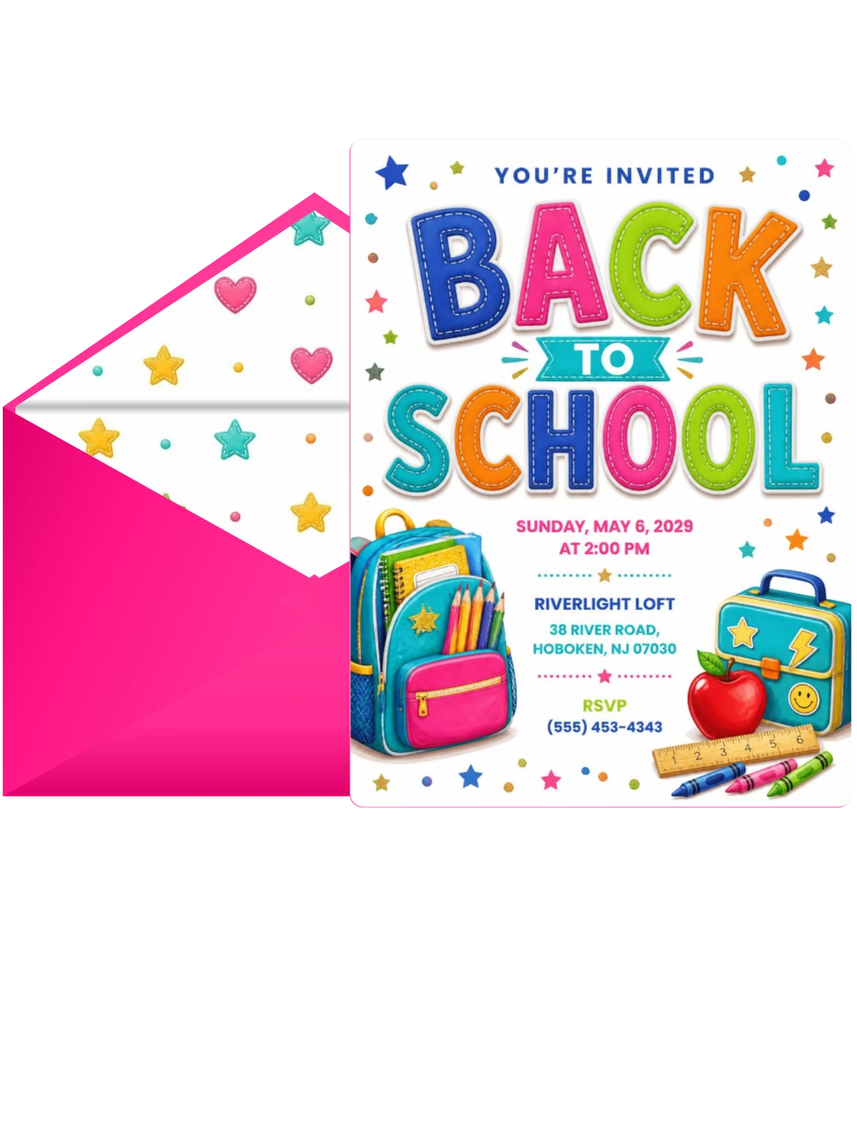 Filled Backpack Back to School Invitation