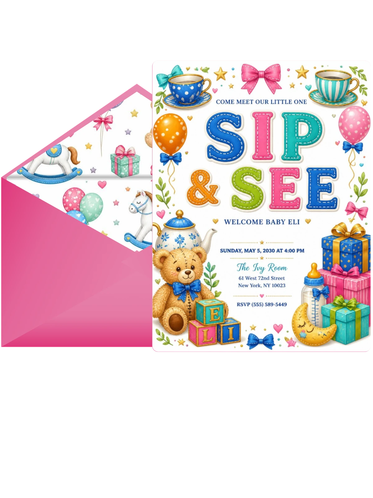 Polka Sip & See Invitation