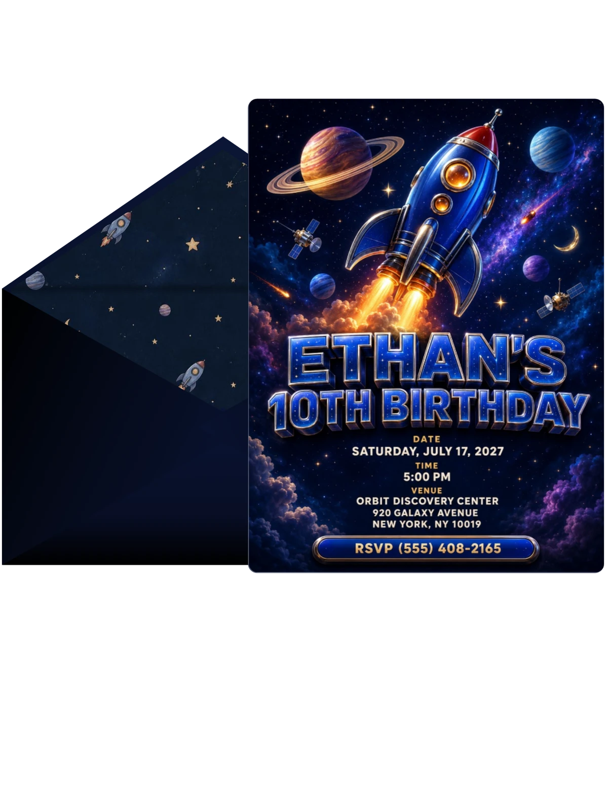 3D Rocket Ship Space 10th Birthday