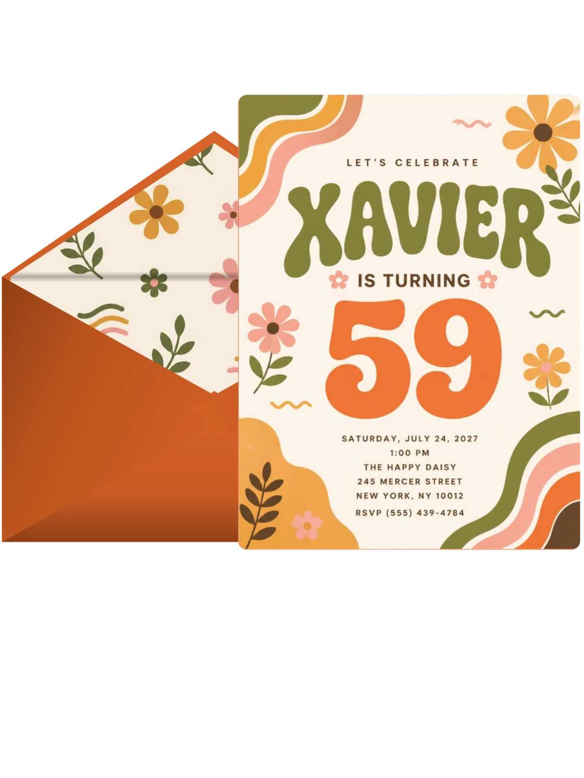 Groovy Retro 59th Birthday Invitation