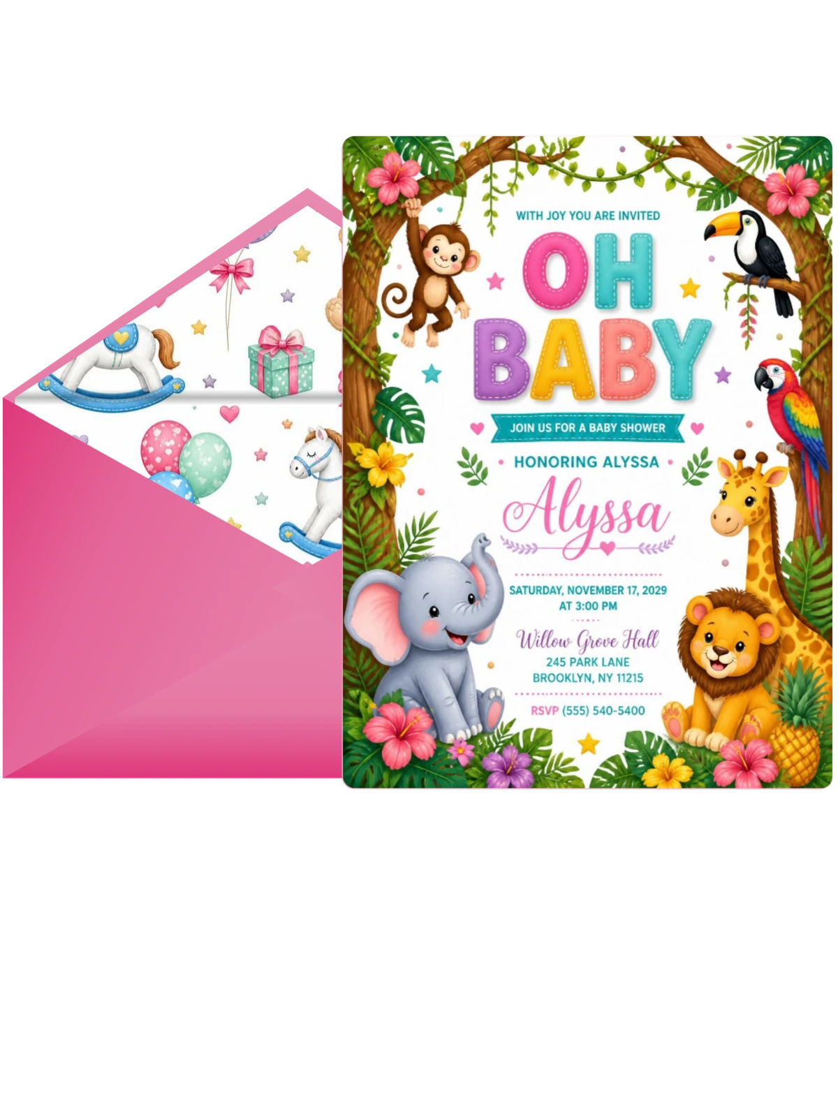 Jungle Tree Baby Shower Invitation