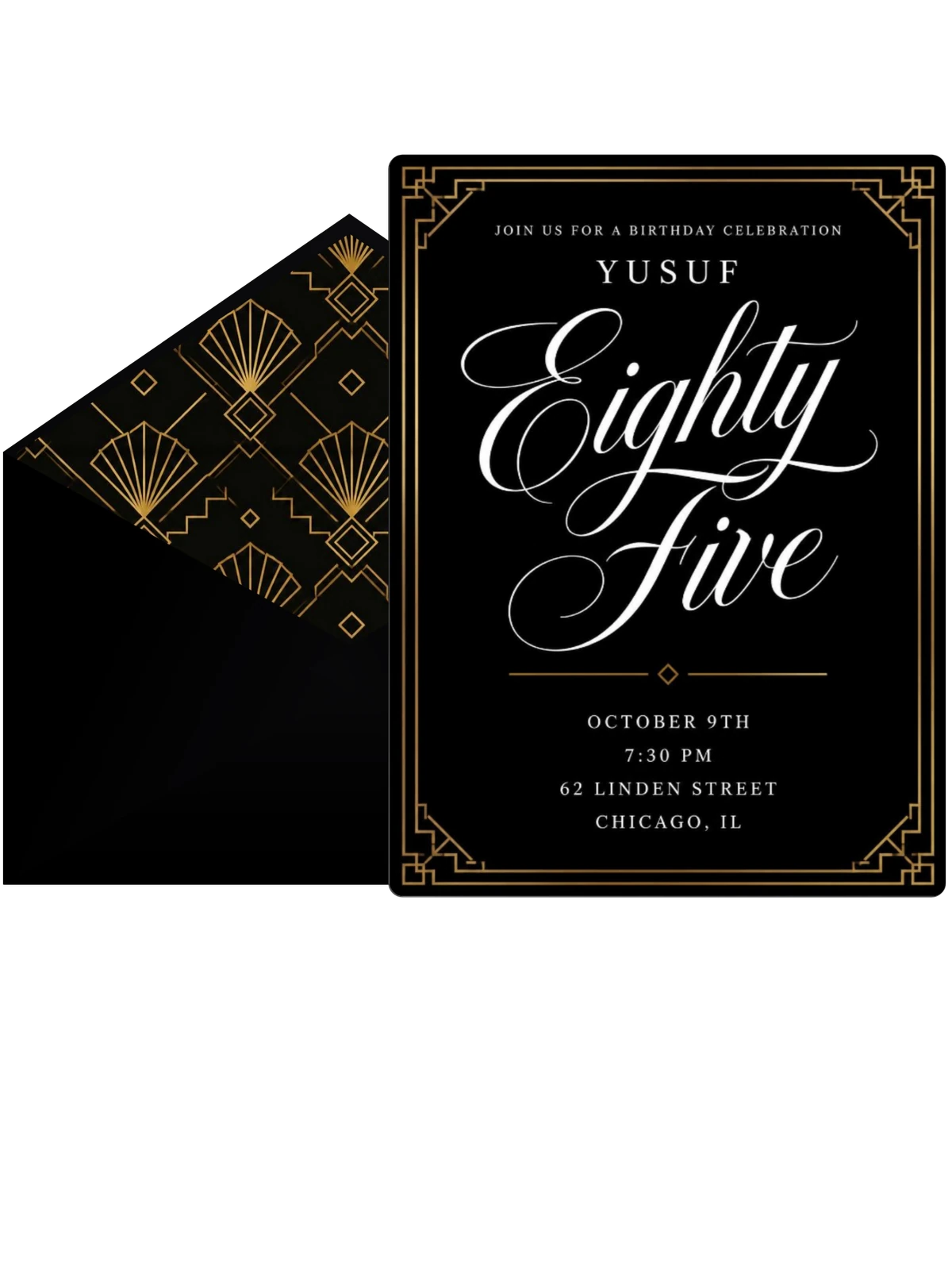 Art Deco 85th Birthday Invitation