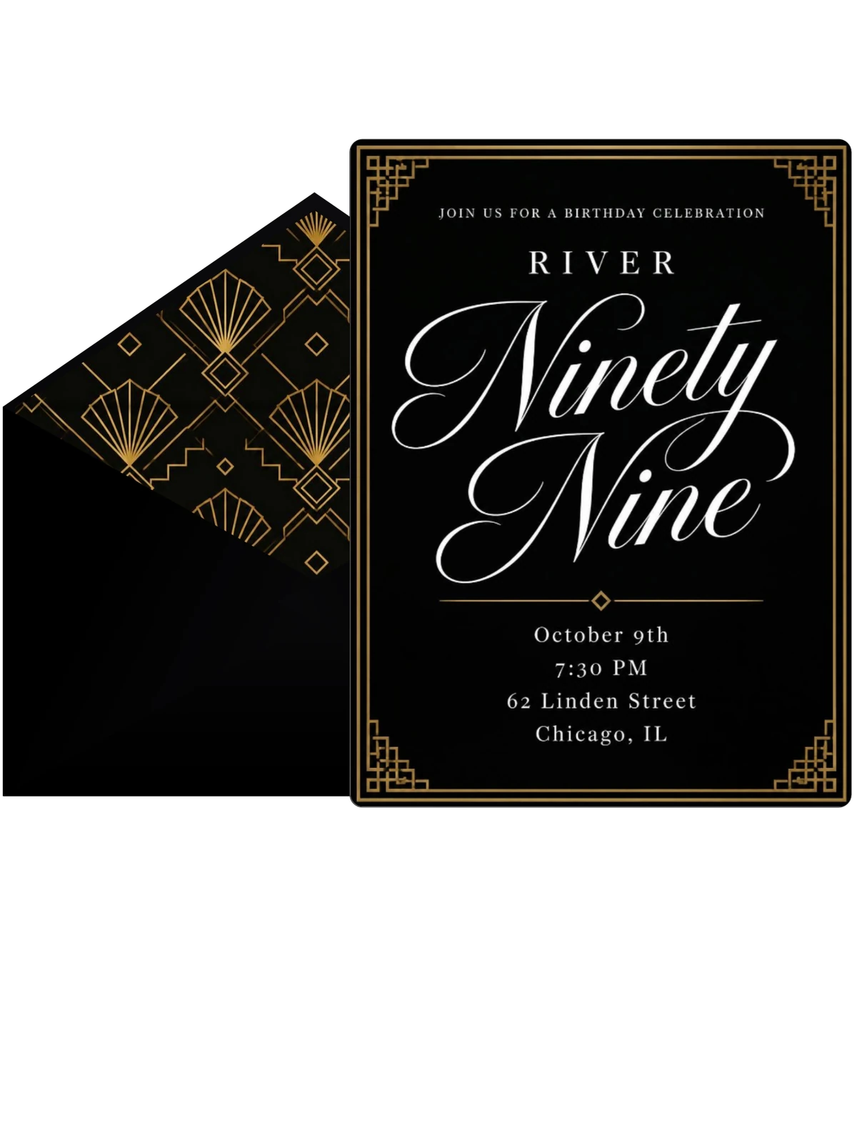 Art Deco 99th Birthday Invitation