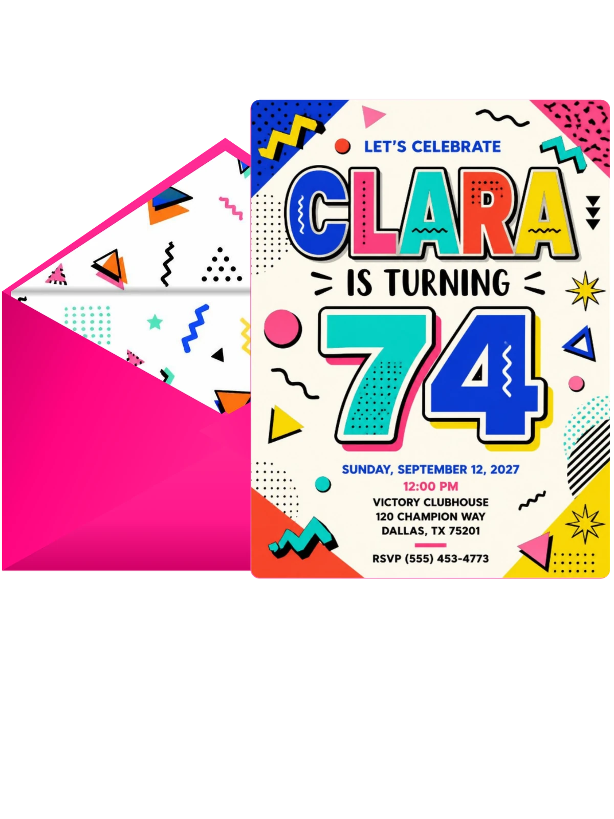 Memphis Pop 74th Birthday Invitation