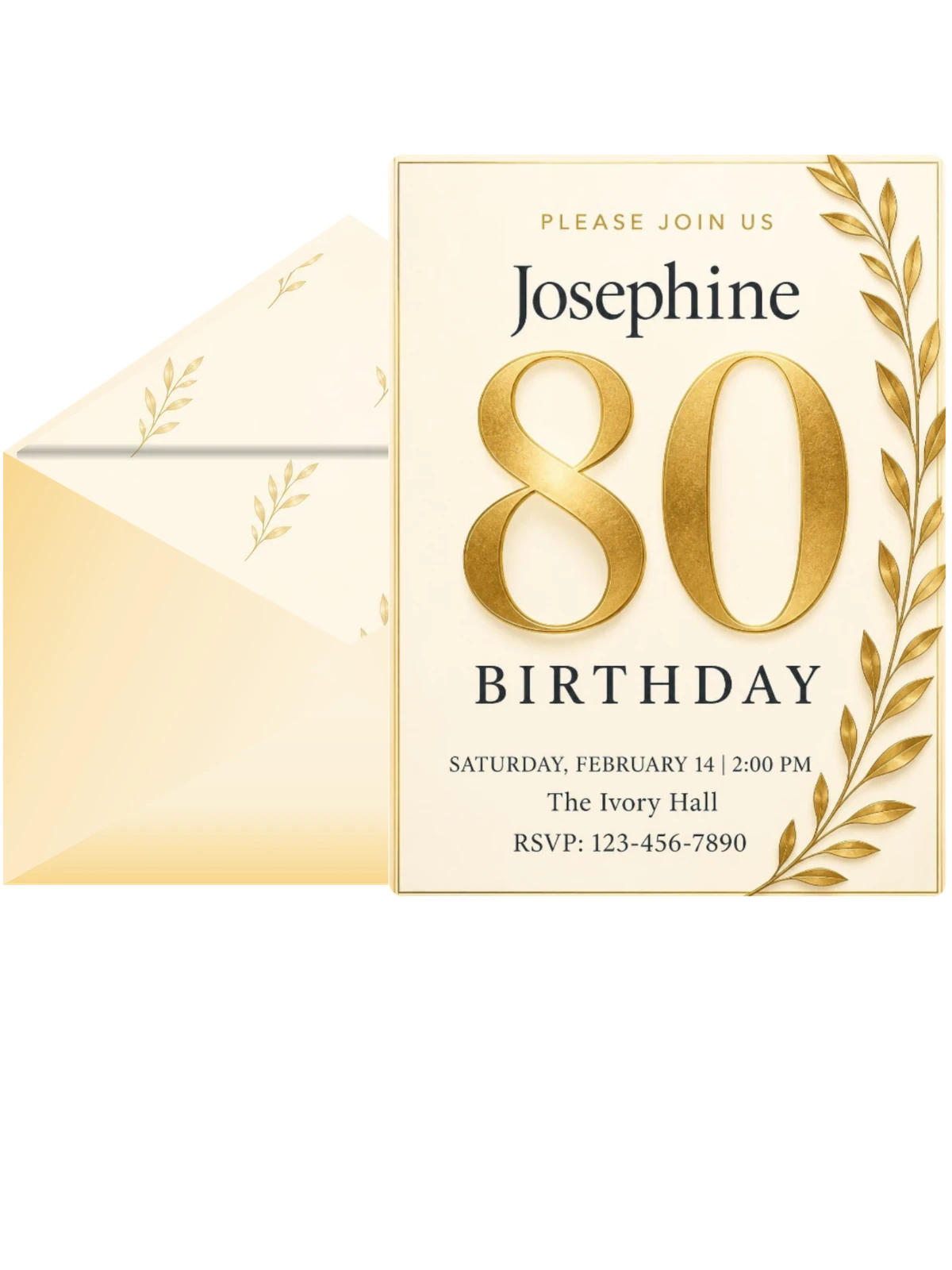 Gold Foil Laurel 80th Birthday