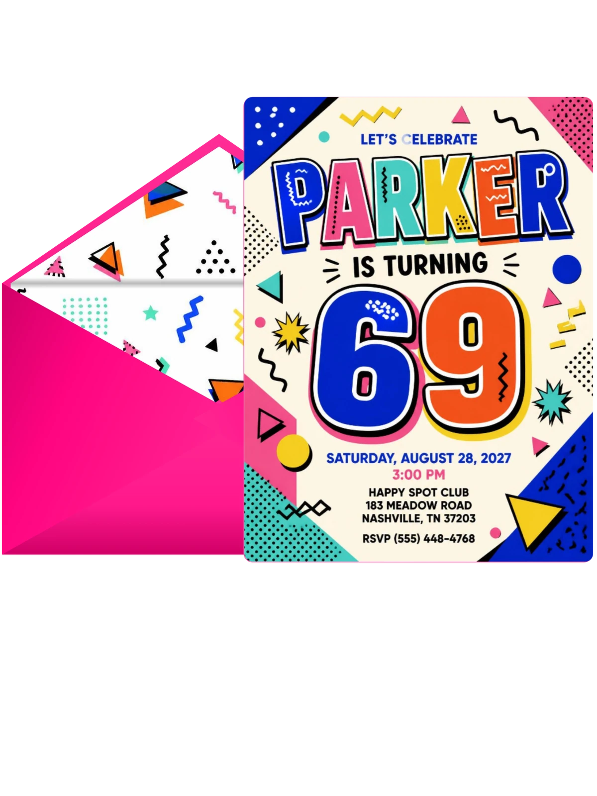 Memphis Pop 69th Birthday Invitation