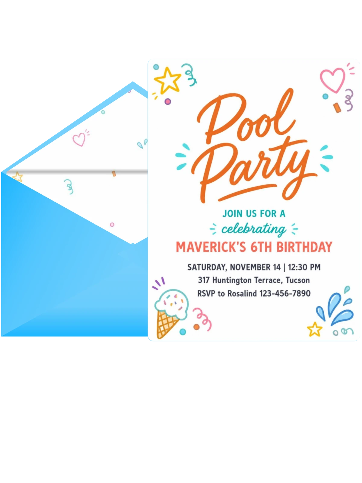 Colorful Doodle Pool 6th Birthday