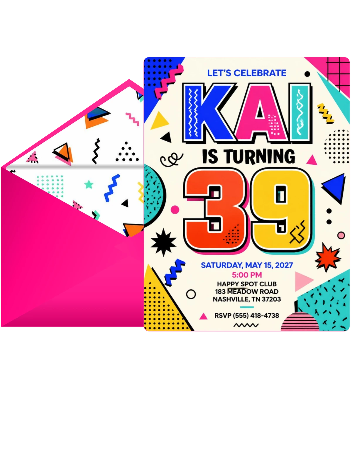 Memphis Pop 39th Birthday Invitation