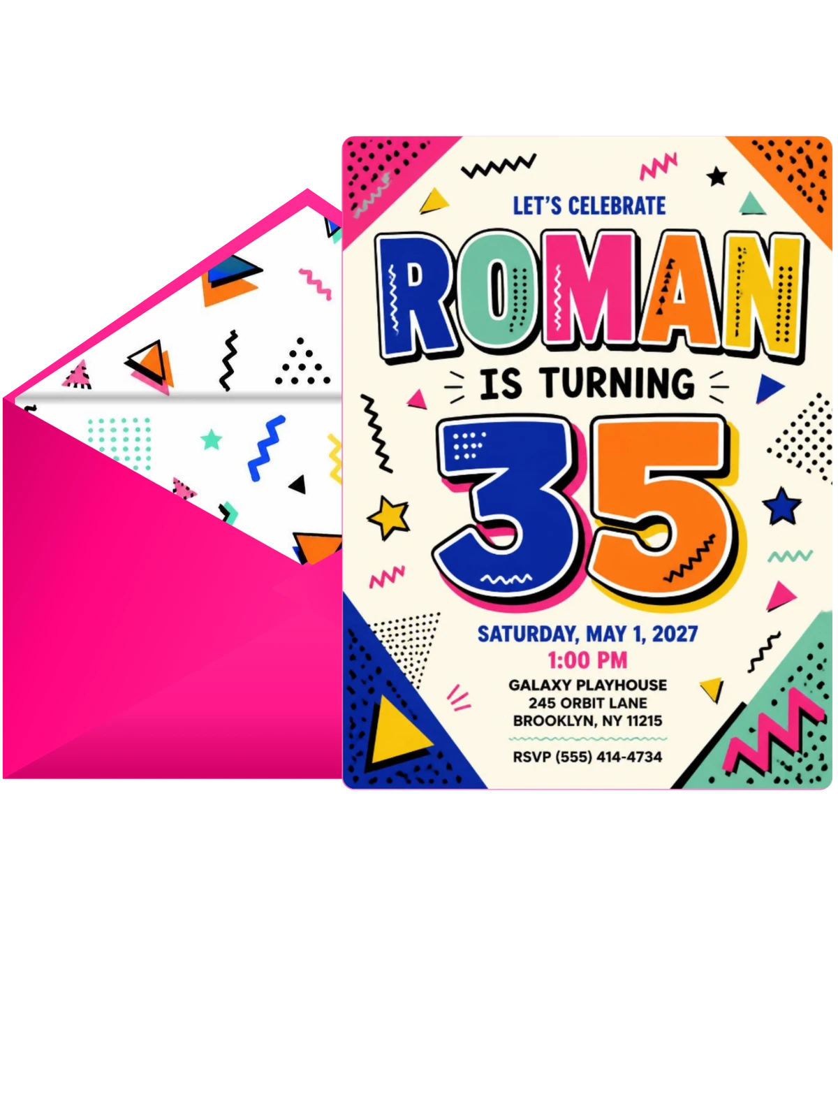 Memphis Pop 35th Birthday Invitation