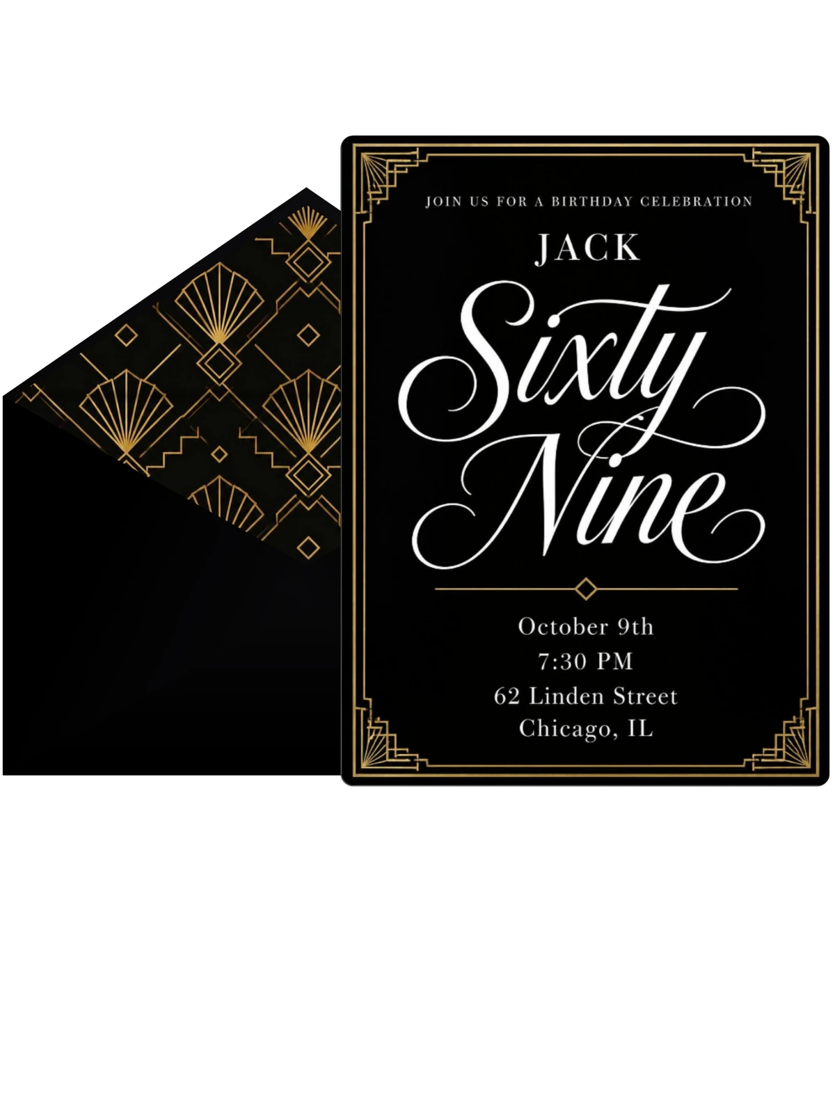 Art Deco 69th Birthday Invitation