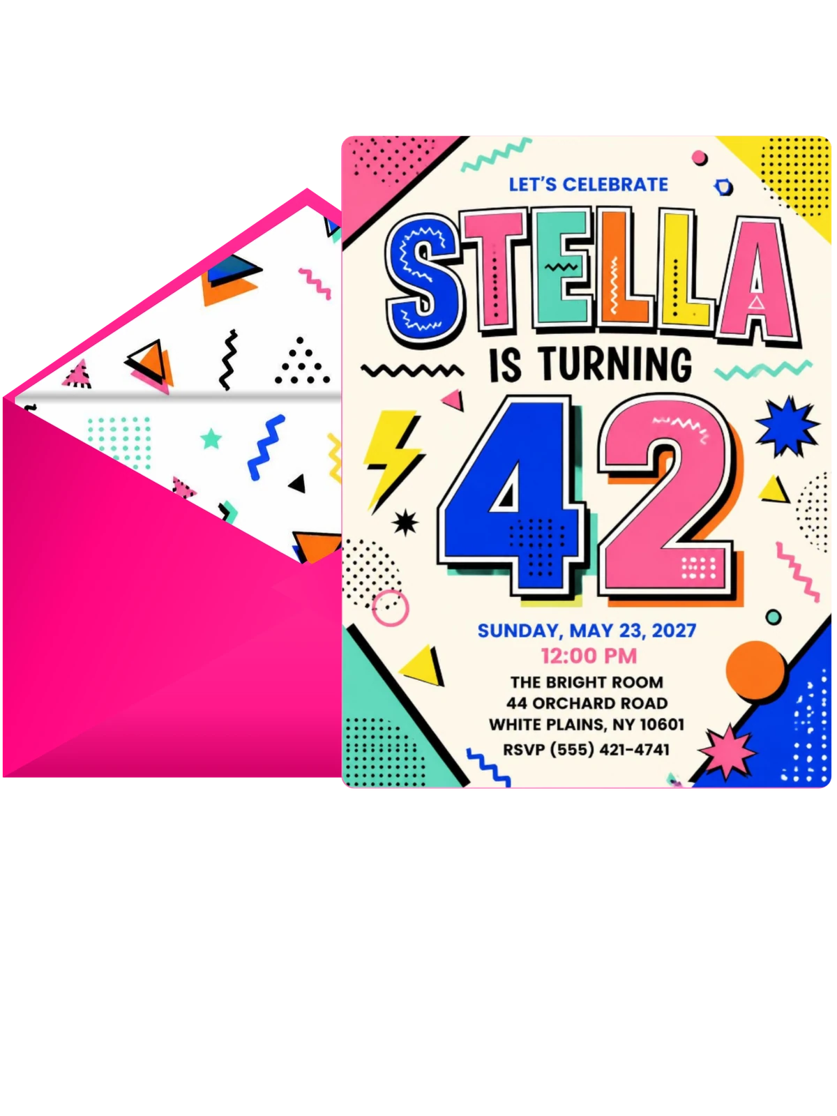 Memphis Pop 42nd Birthday Invitation