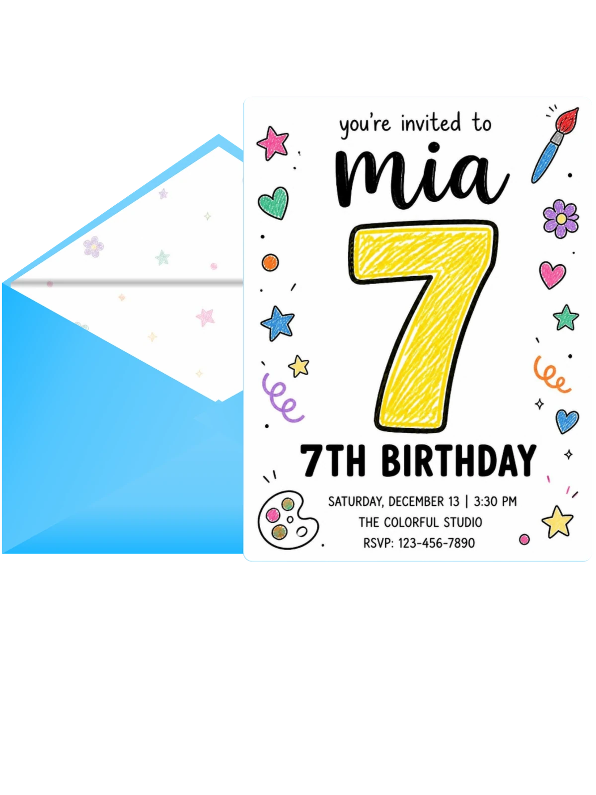 Crayon Doodle Art 7th Birthday