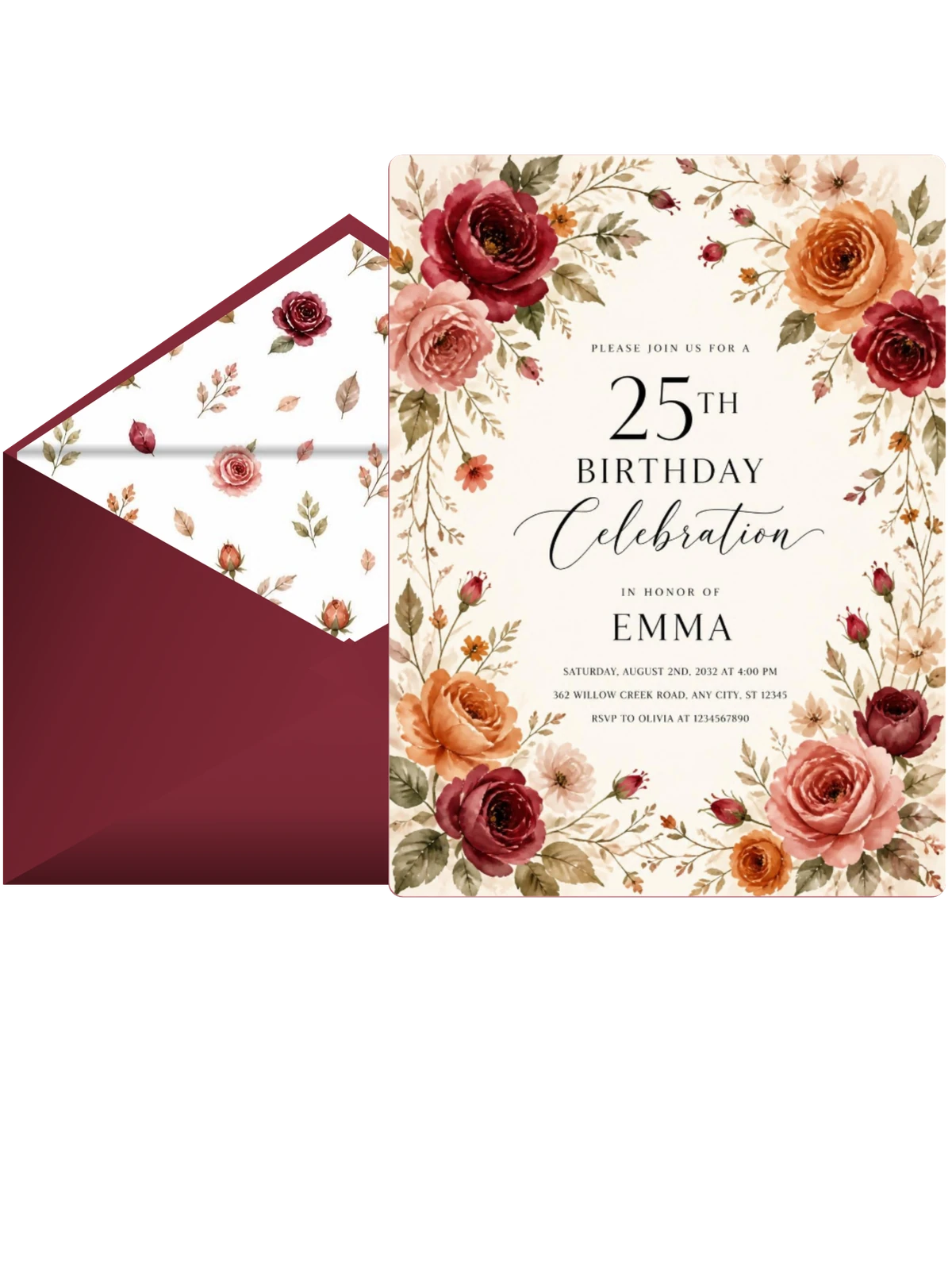 Botanical Garden Autumn 25th Birthday Invitation