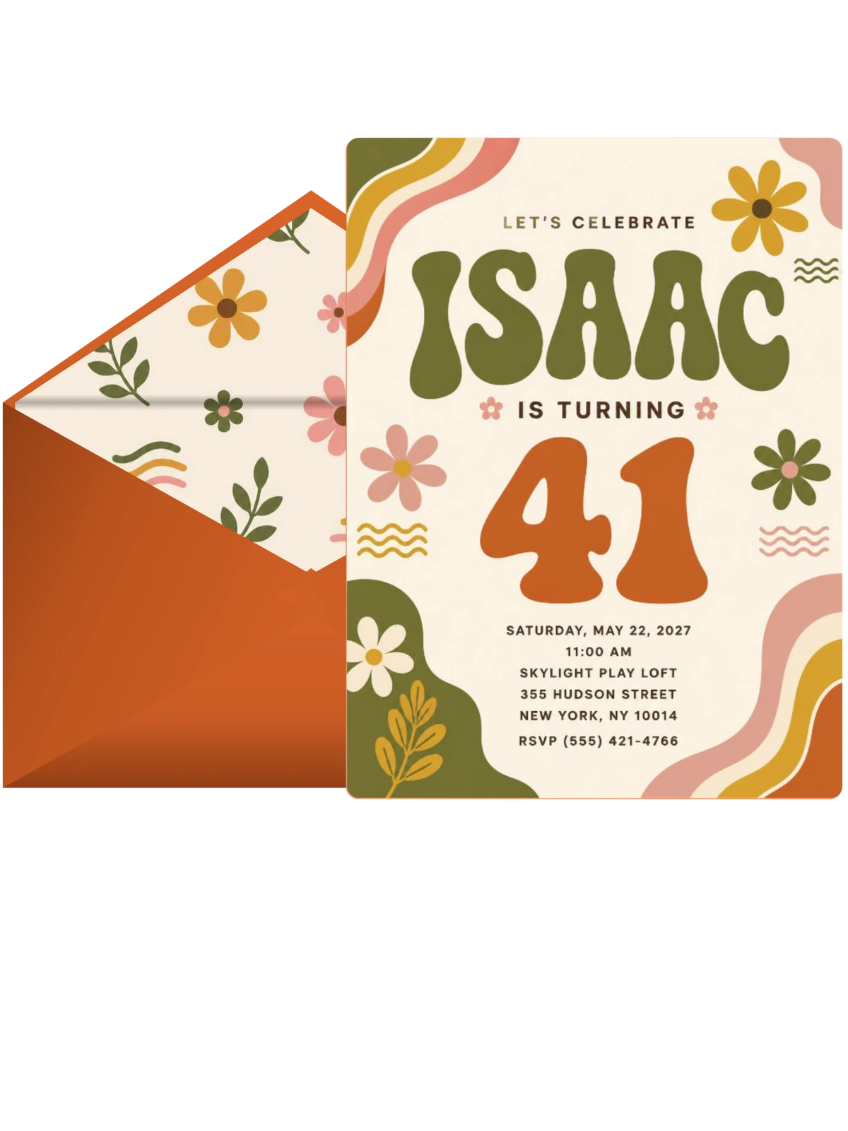 Groovy Retro 41st Birthday Invitation