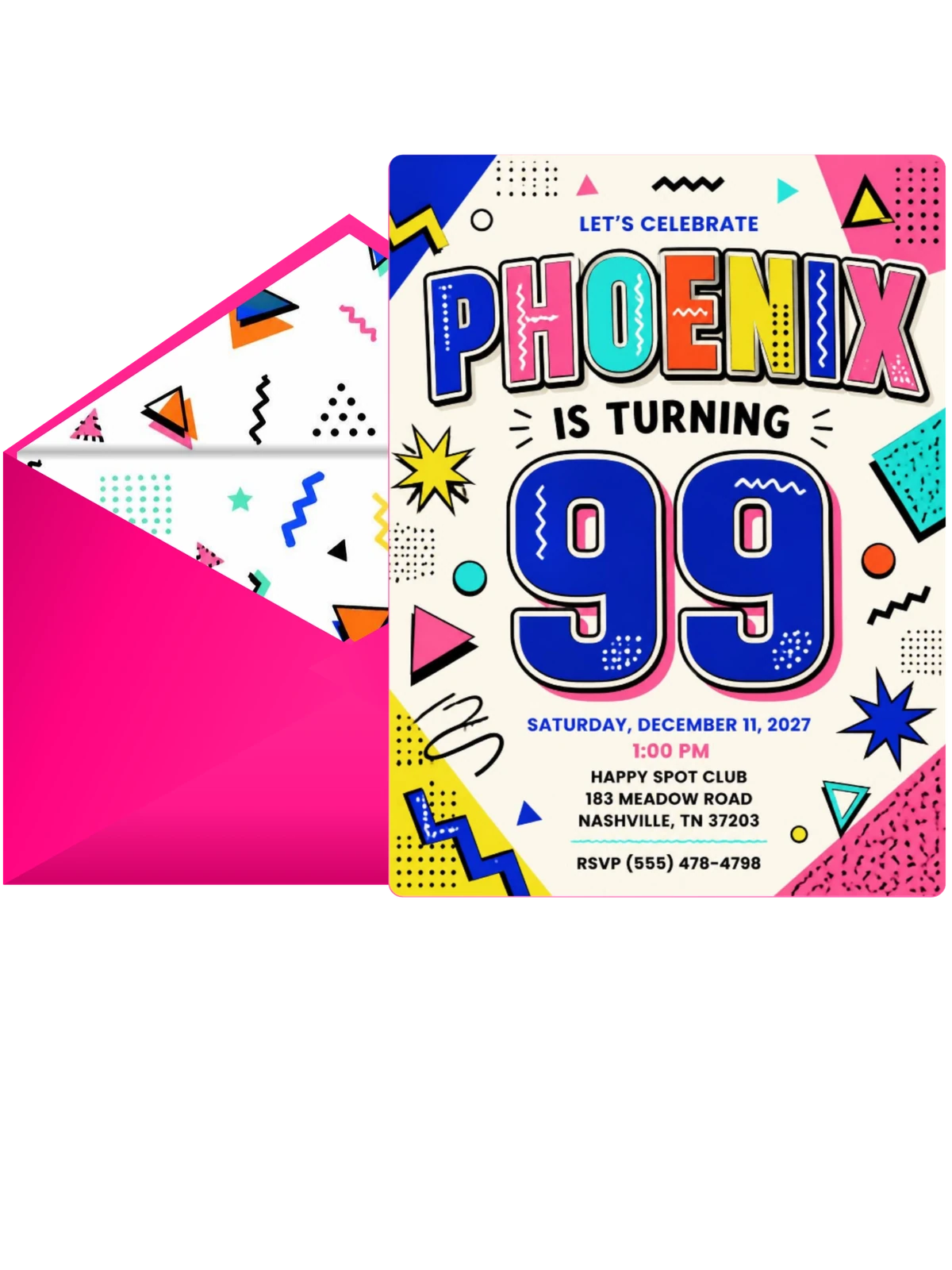 Memphis Pop 99th Birthday Invitation