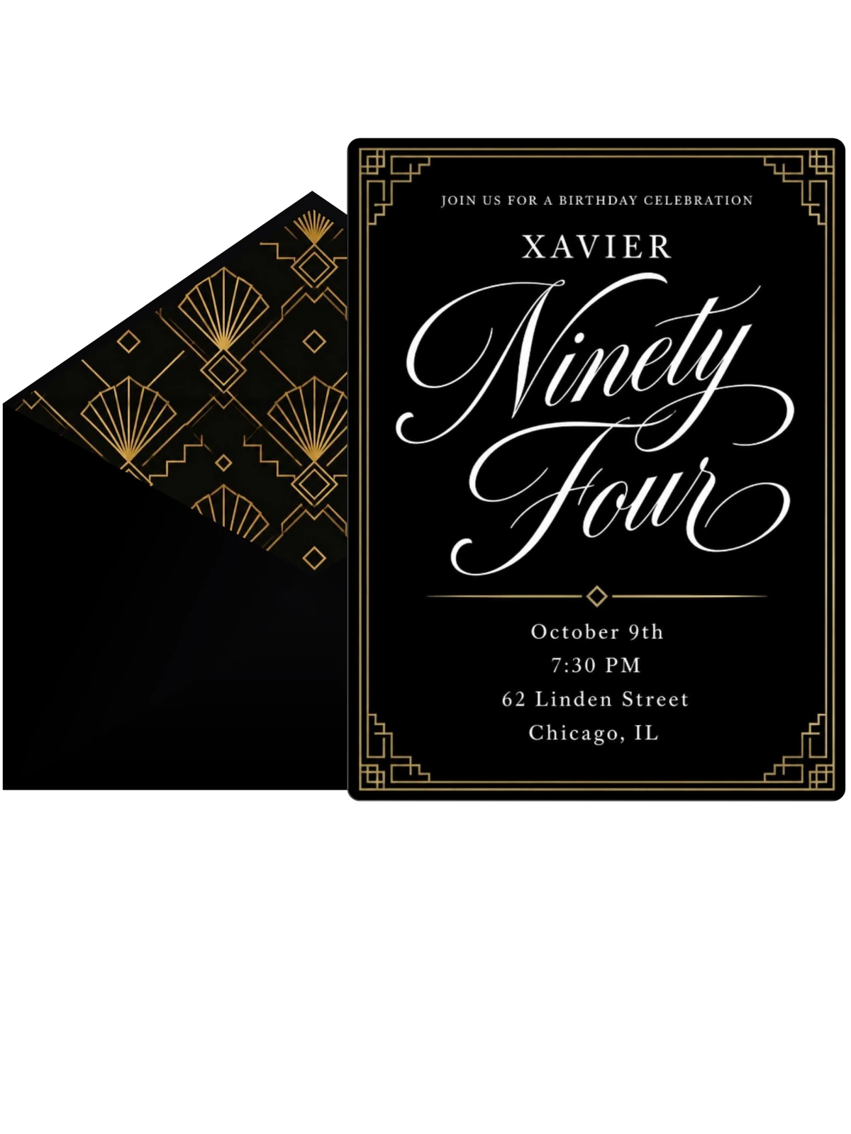 Art Deco 94th Birthday Invitation