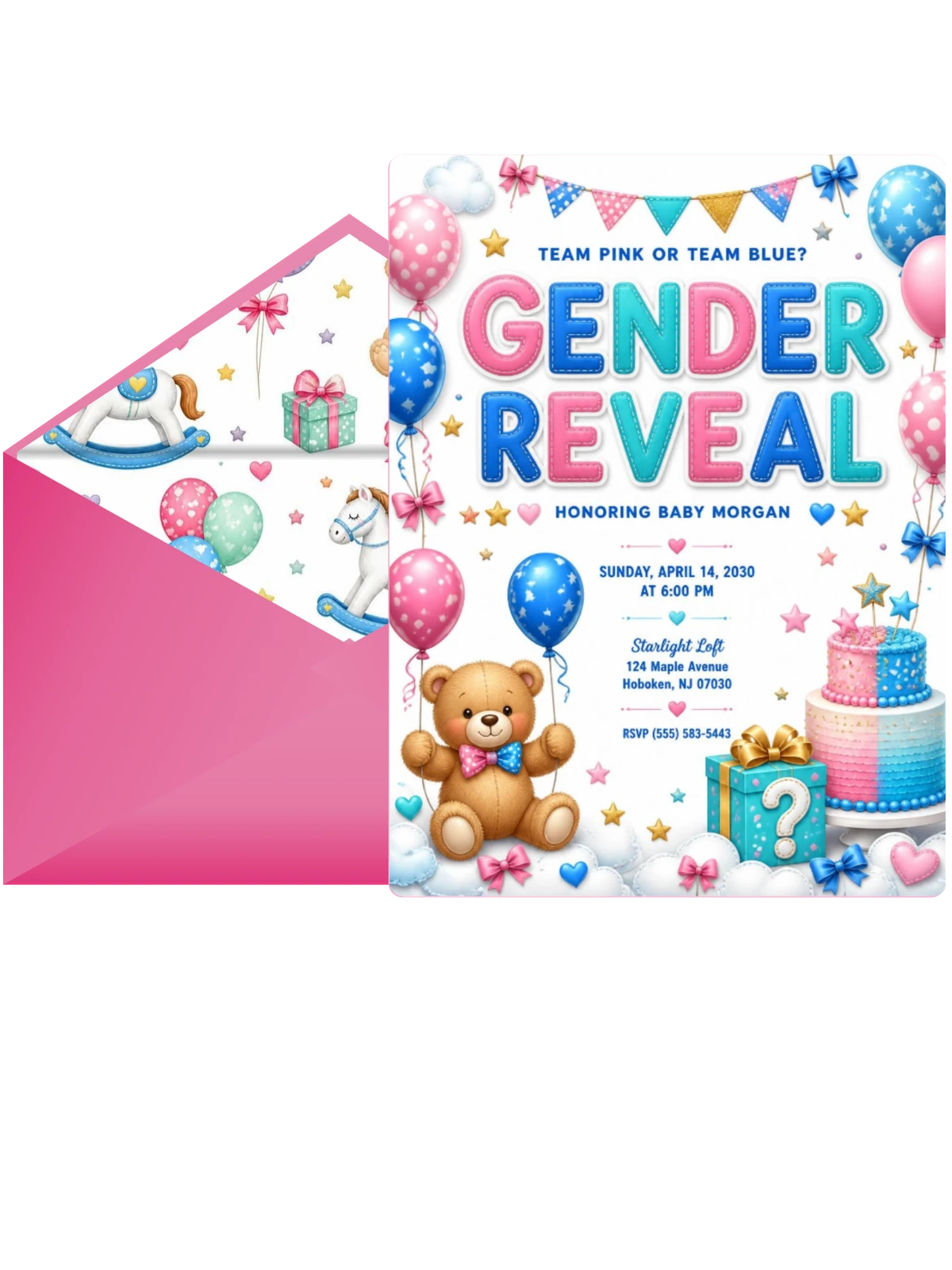 Gift Box Gender Reveal Invitation