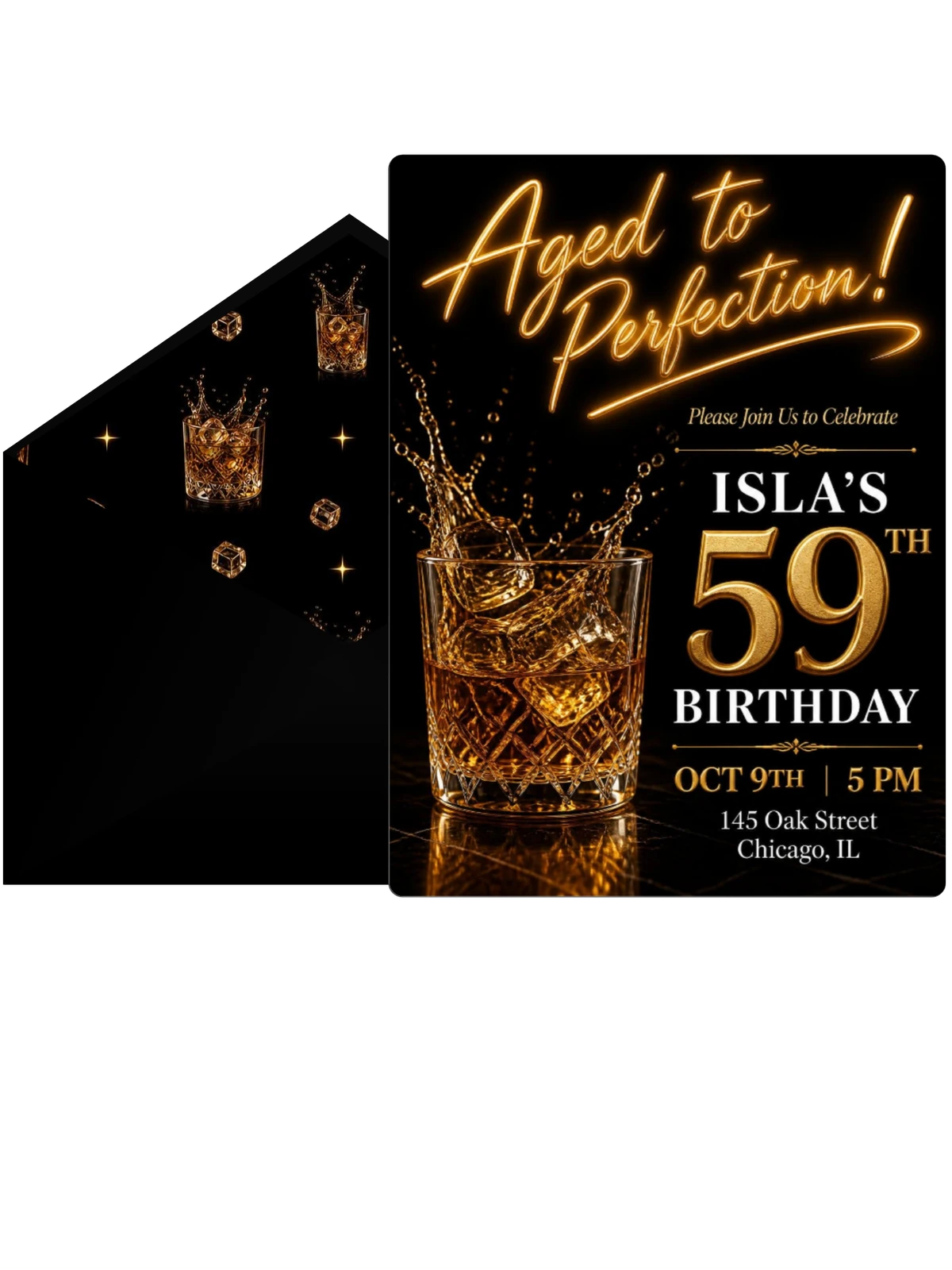 Crystal Whiskey 59th Birthday Invitation