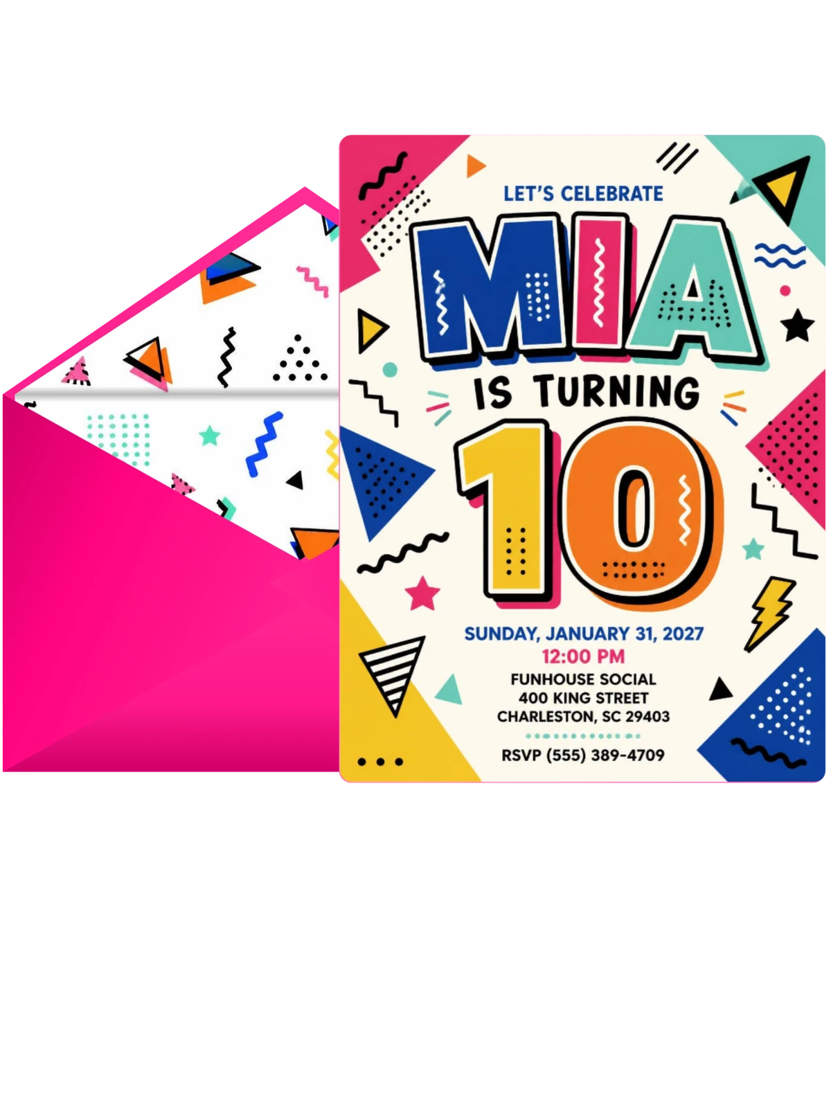 Memphis Pop 10th Birthday Invitation