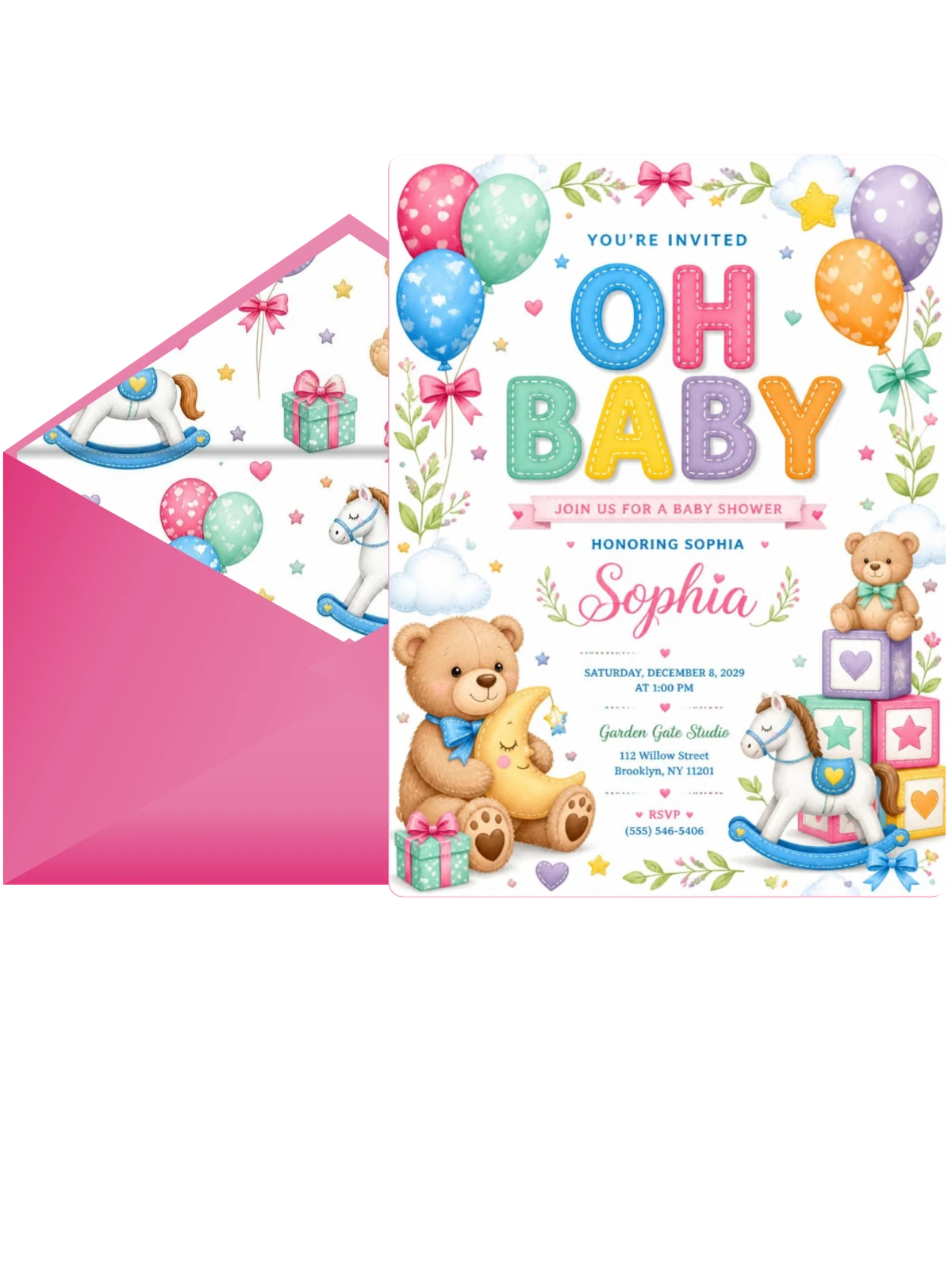 Alphabet Blocks Baby Shower Invitation