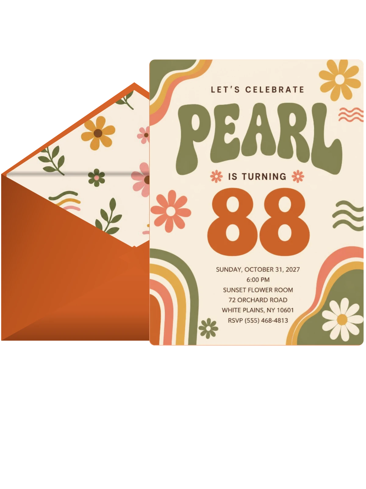Groovy Retro 88th Birthday Invitation