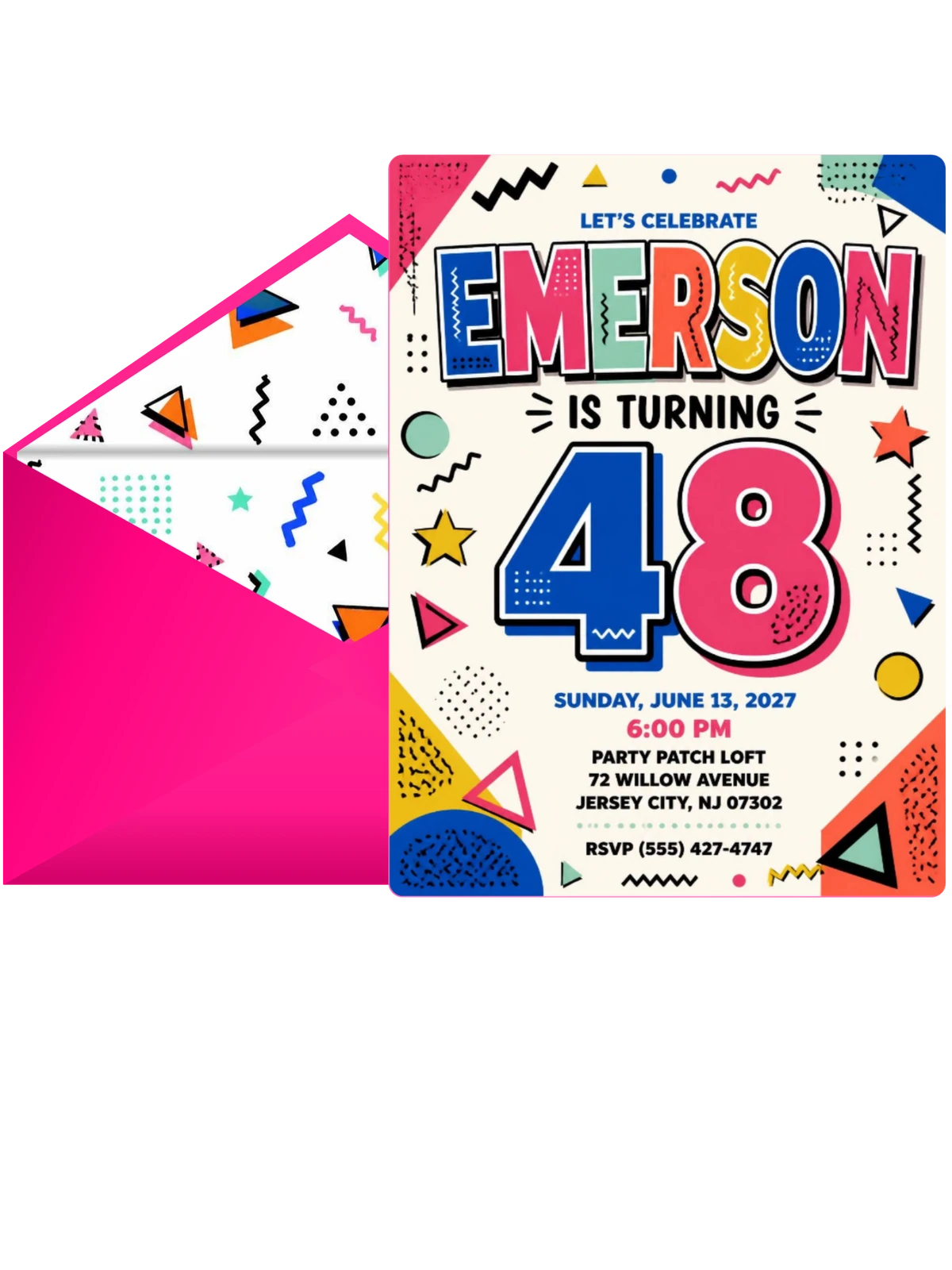Memphis Pop 48th Birthday Invitation