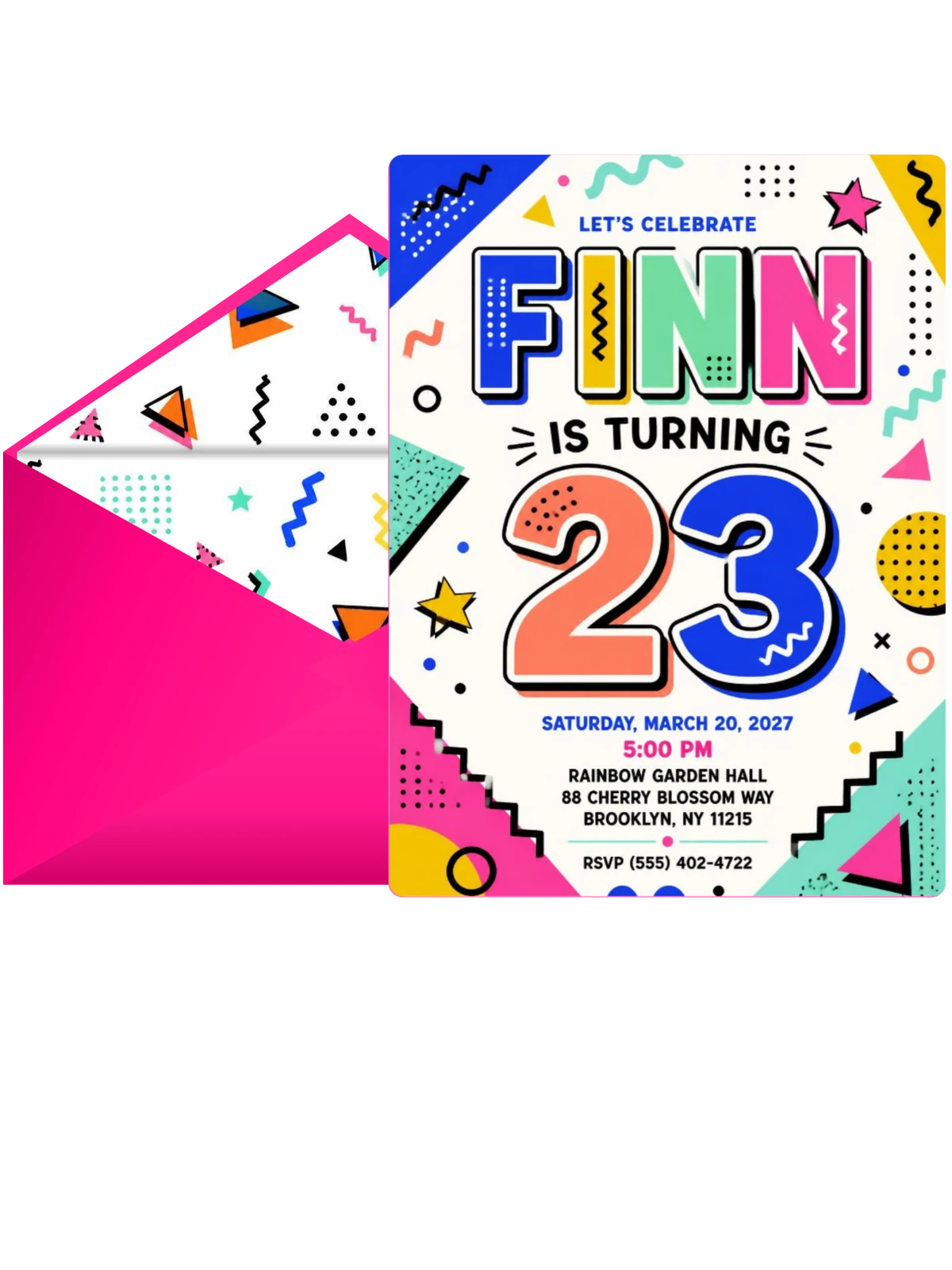 Memphis Pop 23rd Birthday Invitation