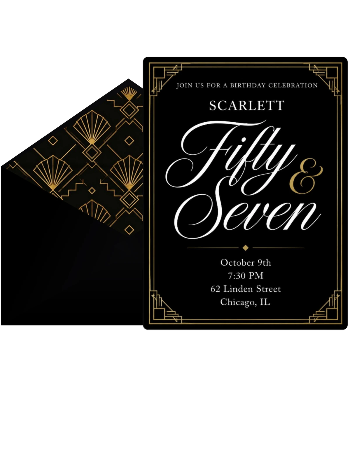 Art Deco 57th Birthday Invitation