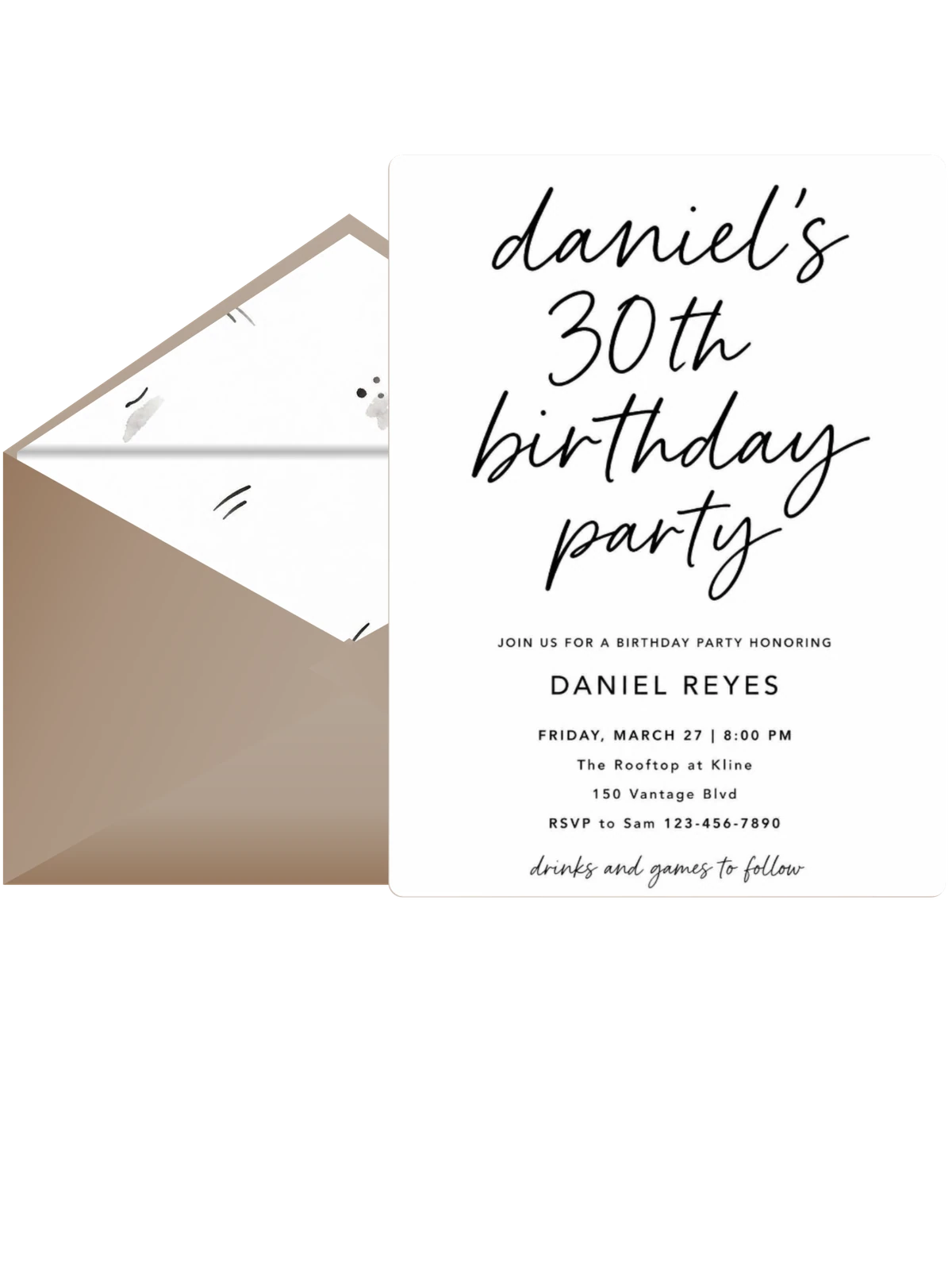 Minimalist Black and White 30th Birthday