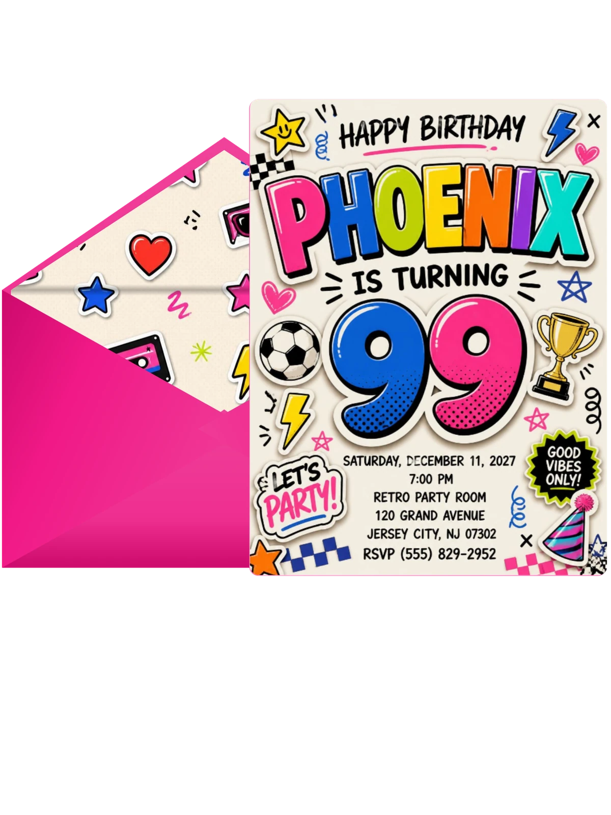 Sticker Pop 99th Birthday Invitation